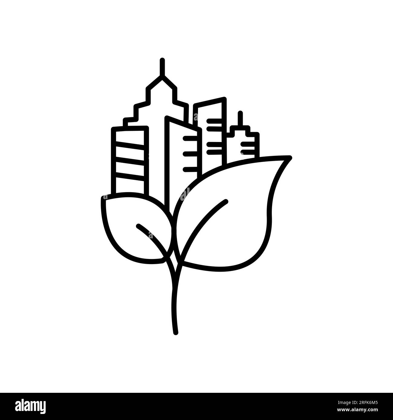 Icona linea urbana ECO. Pittogramma per pagina Web. Illustrazione Vettoriale