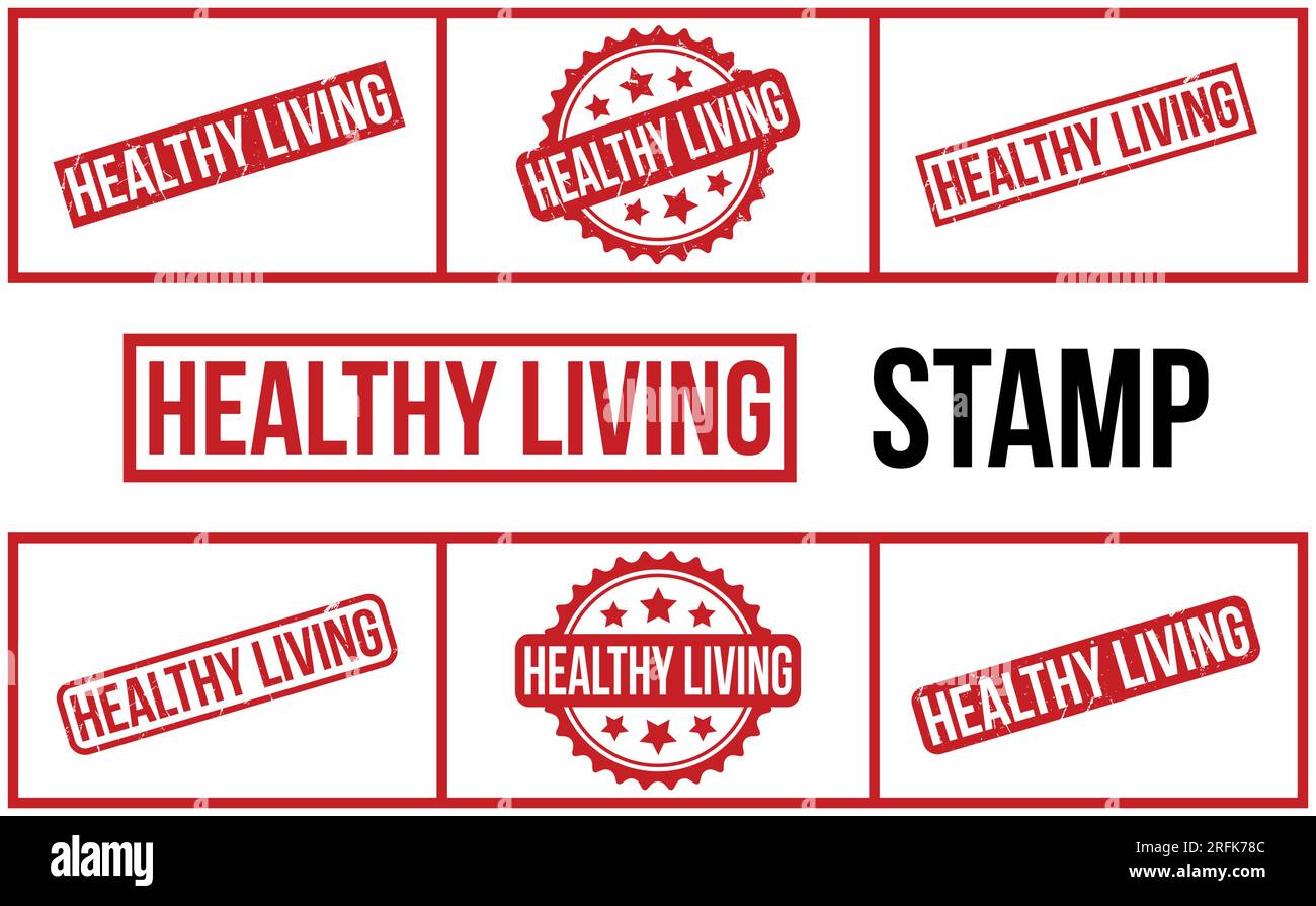 Set di francobolli in gomma Healthy Living Vector Illustrazione Vettoriale