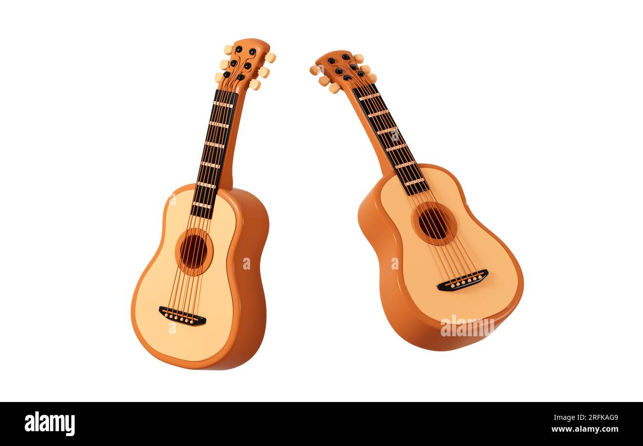 Modello di chitarra cartoon, rendering 3D. Disegno digitale. Foto Stock