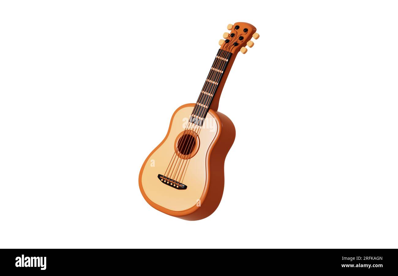 Modello di chitarra cartoon, rendering 3D. Disegno digitale. Foto Stock