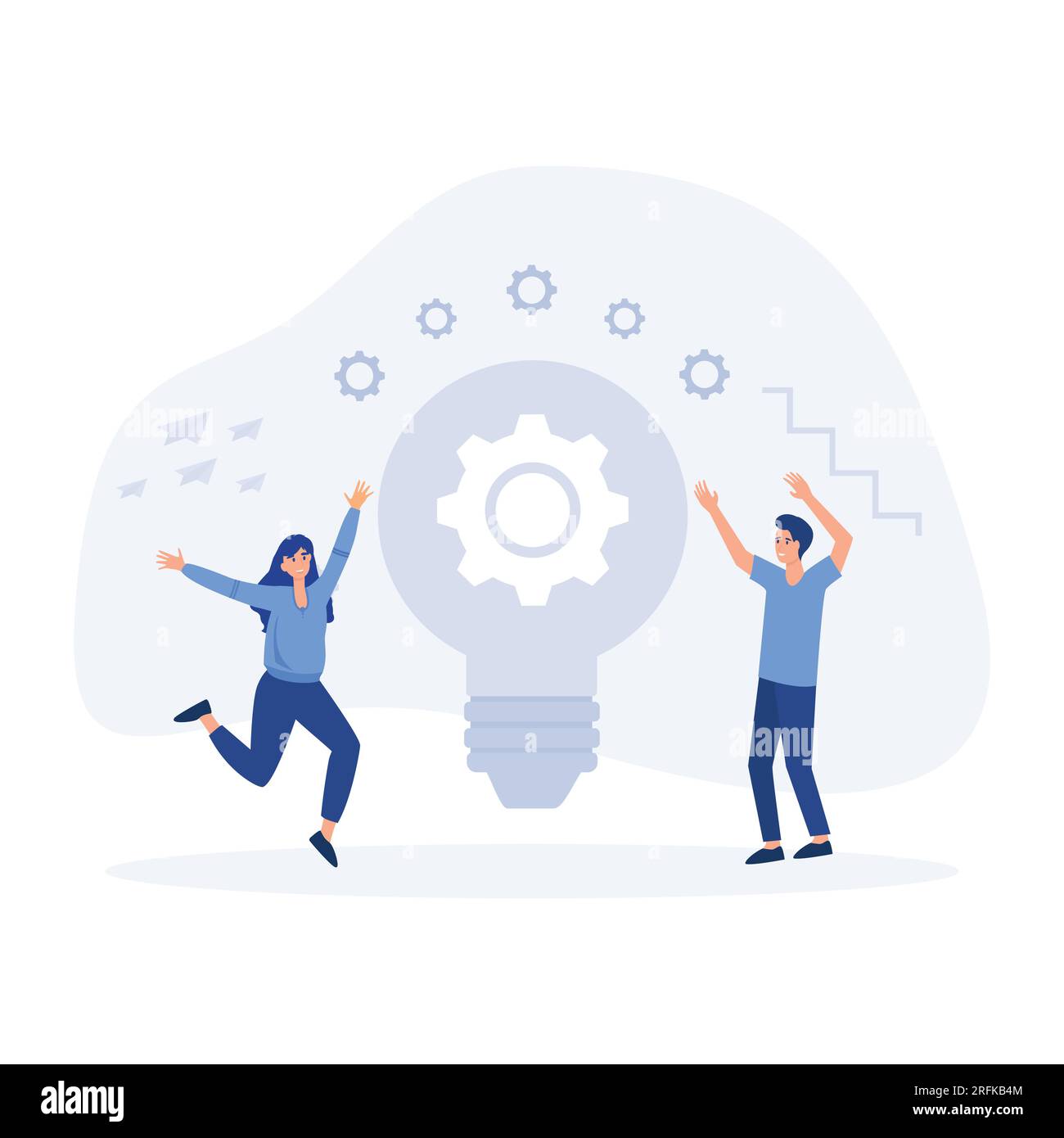 trova concetto di idea, le persone cercano di trovare idea migliore, tempesta cerebrale, illustrazione moderna vettoriale piatta Illustrazione Vettoriale