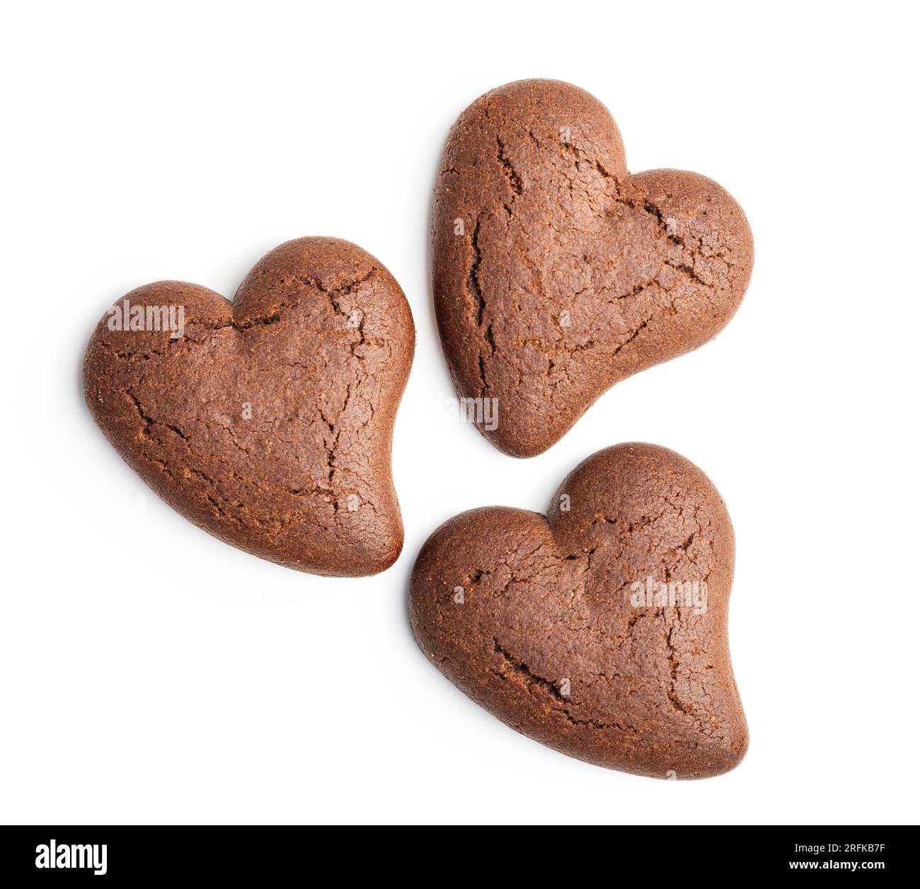 Biscotti a forma di cuore isolati sullo sfondo bianco. Foto Stock