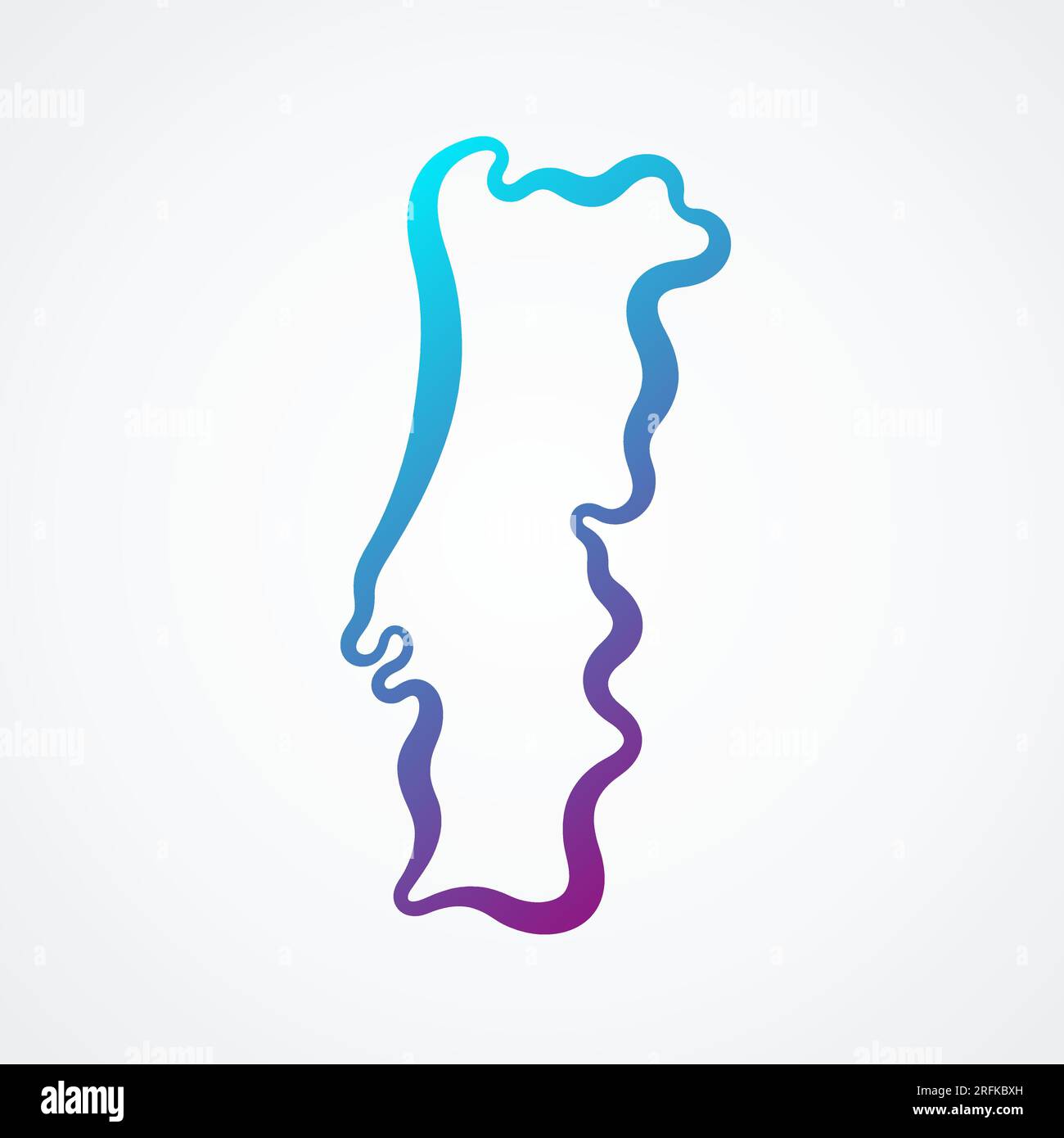 Mappa del Portogallo con sfumatura blu-viola. Illustrazione Vettoriale
