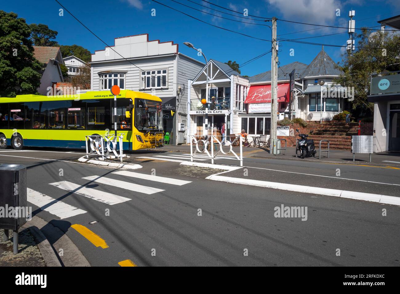 Centro commerciale suburbano, Kelburn, Wellington, North Island, nuova Zelanda Foto Stock