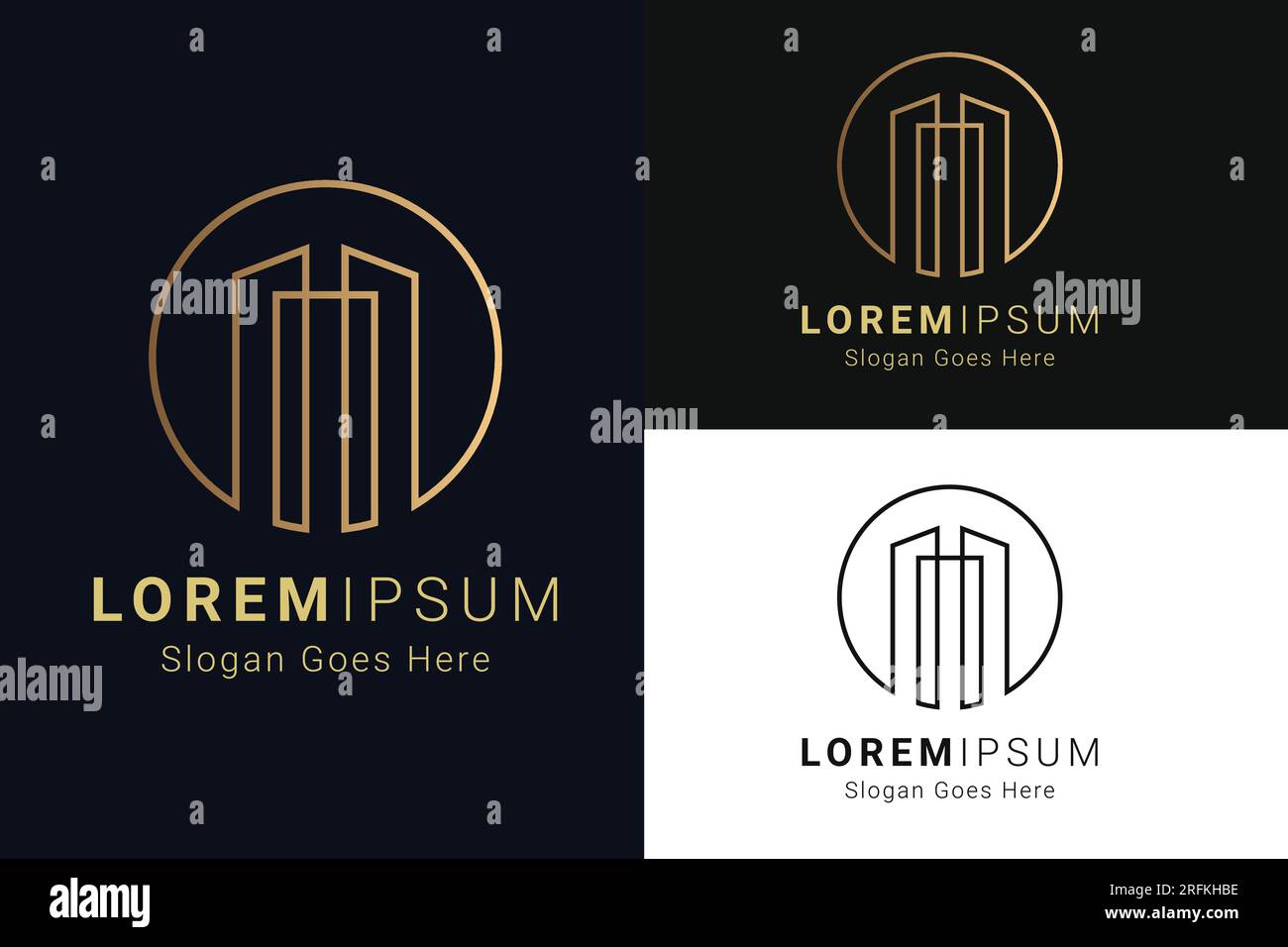 Edificio di lusso minimale con logo Immobiliare Illustrazione Vettoriale