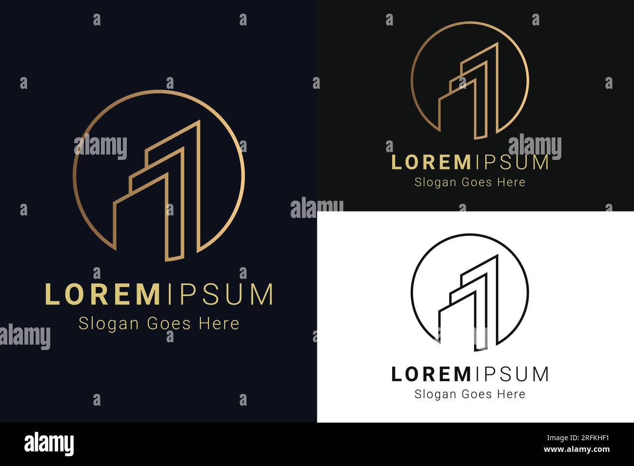 Edificio di lusso minimale con logo Immobiliare Illustrazione Vettoriale