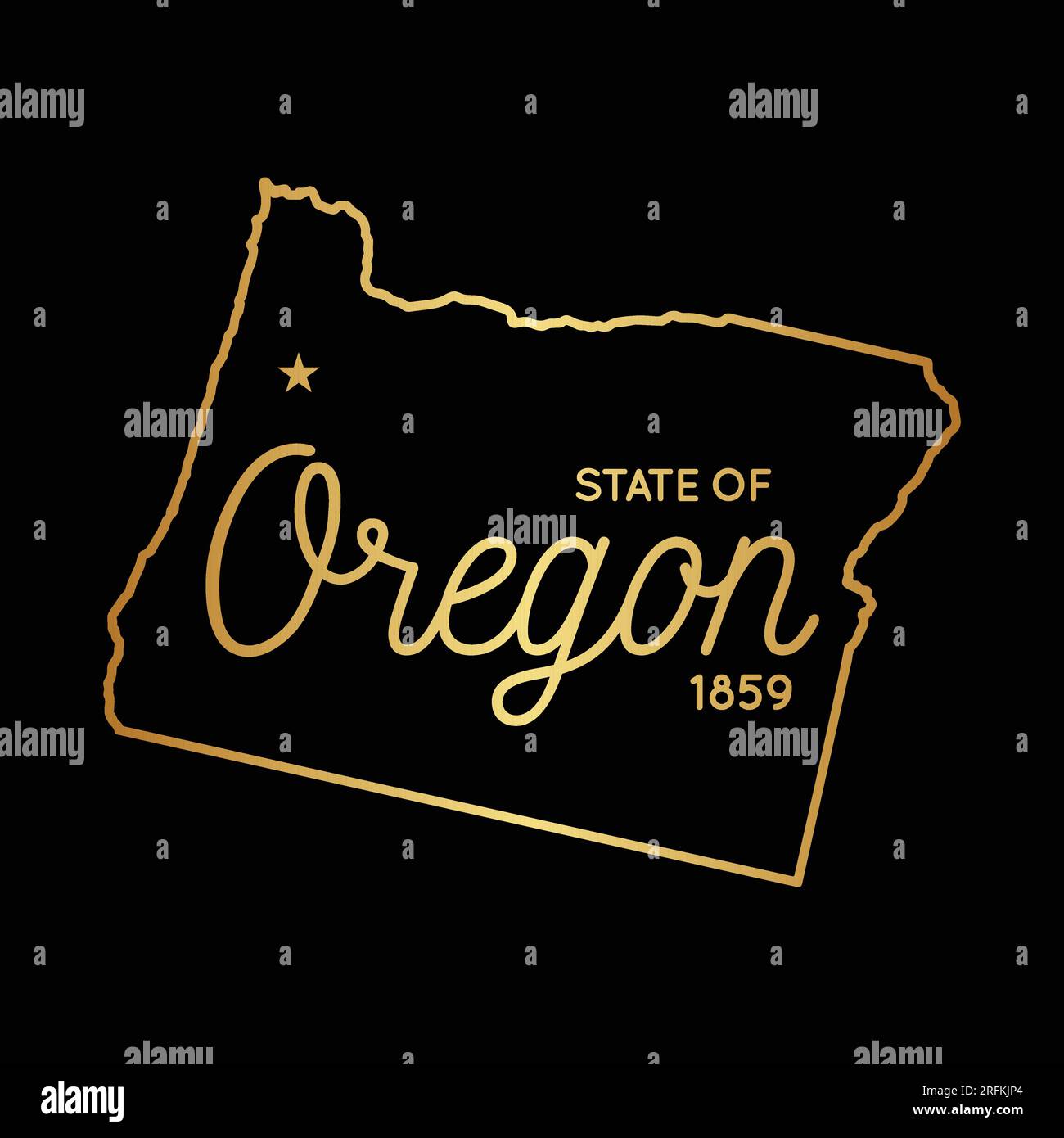 Mappa dello stato dell'Oregon. Modello di progettazione della mappa Oregon. Vettore e illustrazione. Illustrazione Vettoriale