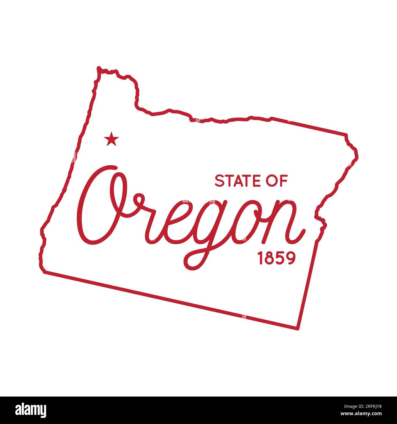 Mappa dello stato dell'Oregon. Modello di progettazione della mappa Oregon. Vettore e illustrazione. Illustrazione Vettoriale