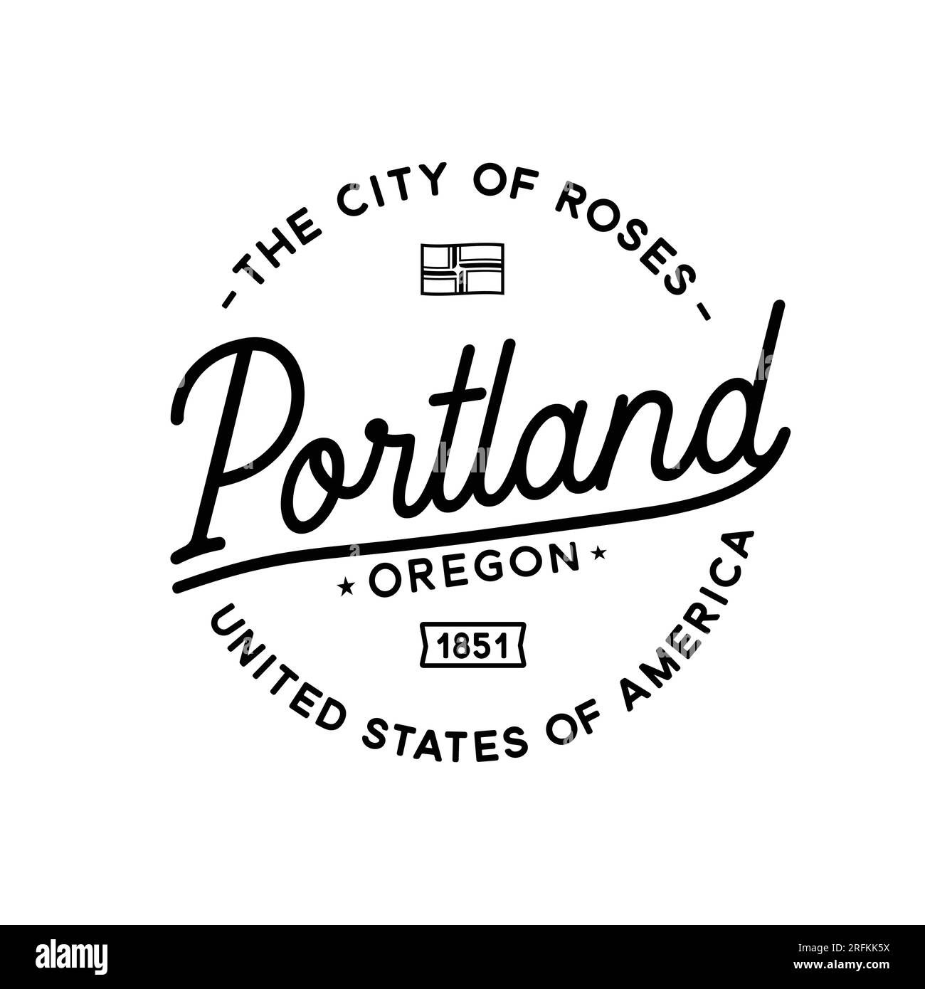 Città di Portland. La città delle rose. Vettore e illustrazione. Illustrazione Vettoriale