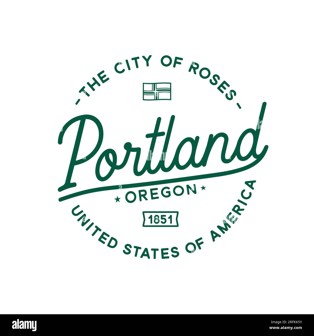 Città di Portland. La città delle rose. Vettore e illustrazione. Illustrazione Vettoriale