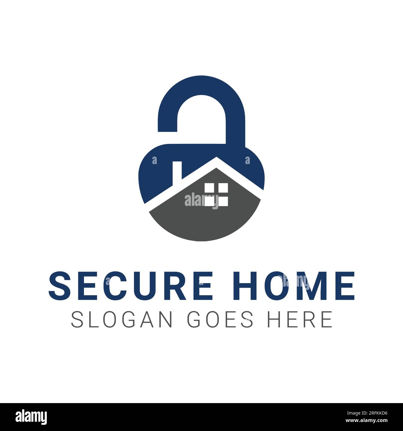 Home Security Lock Logo Design House Cyber Security Lock Illustrazione Vettoriale