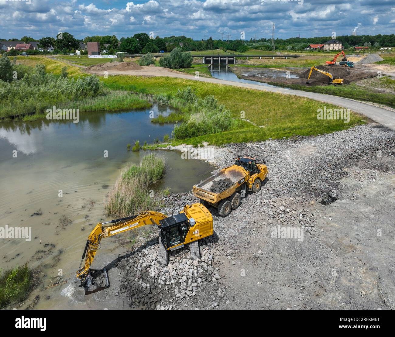 Dortmund / Castrop-Rauxel, Renaturazione del fiume Emscher, HRB Mengede bacino di controllo delle inondazioni. Una nuova pianura alluvionale Foto Stock