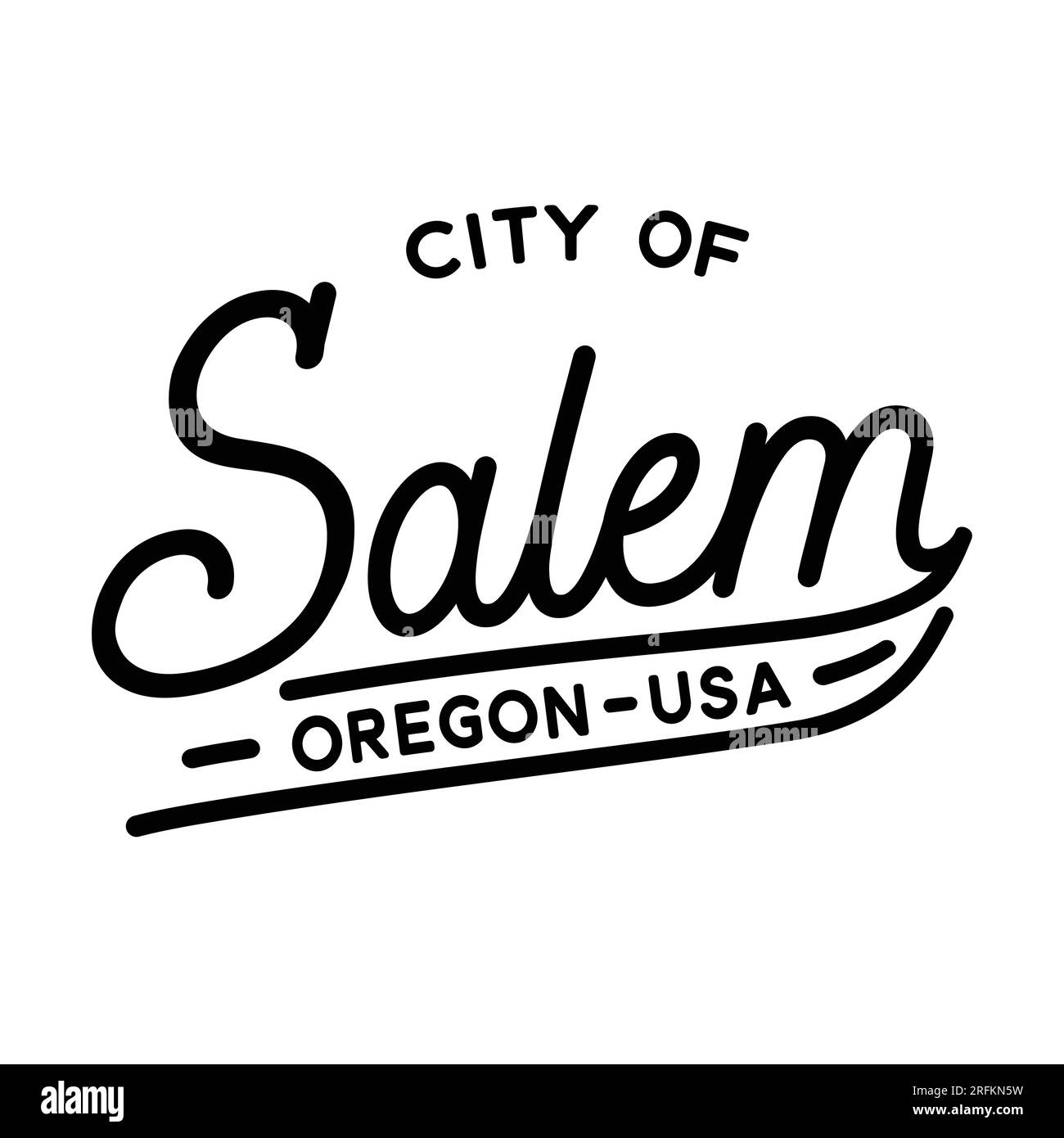 Città di Salem, Oregon, Stati Uniti. Design tipografico Salem. Vettore e illustrazione. Illustrazione Vettoriale