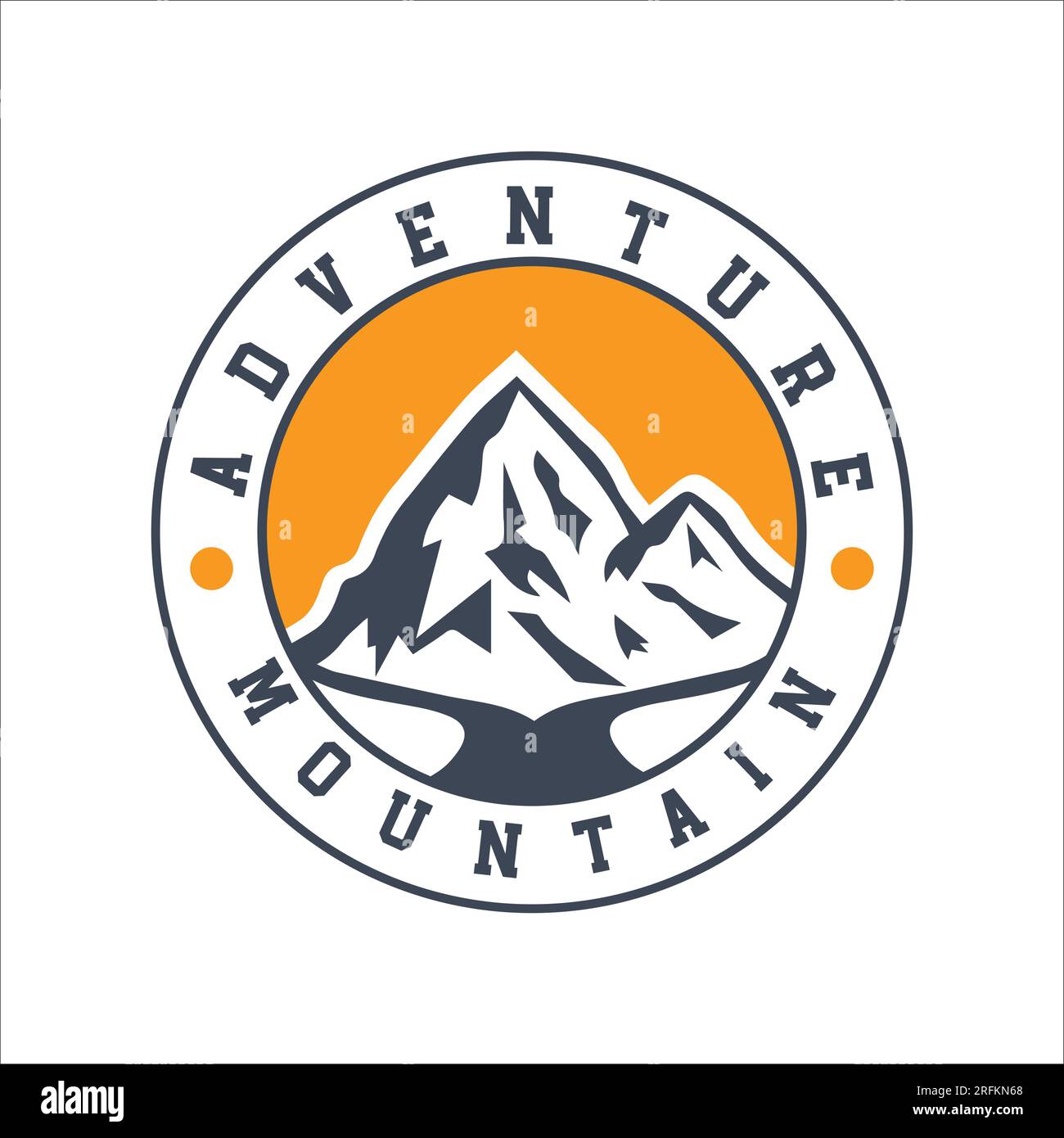 Avventura turistica all'aperto con logo Adventure Mountain Illustrazione Vettoriale