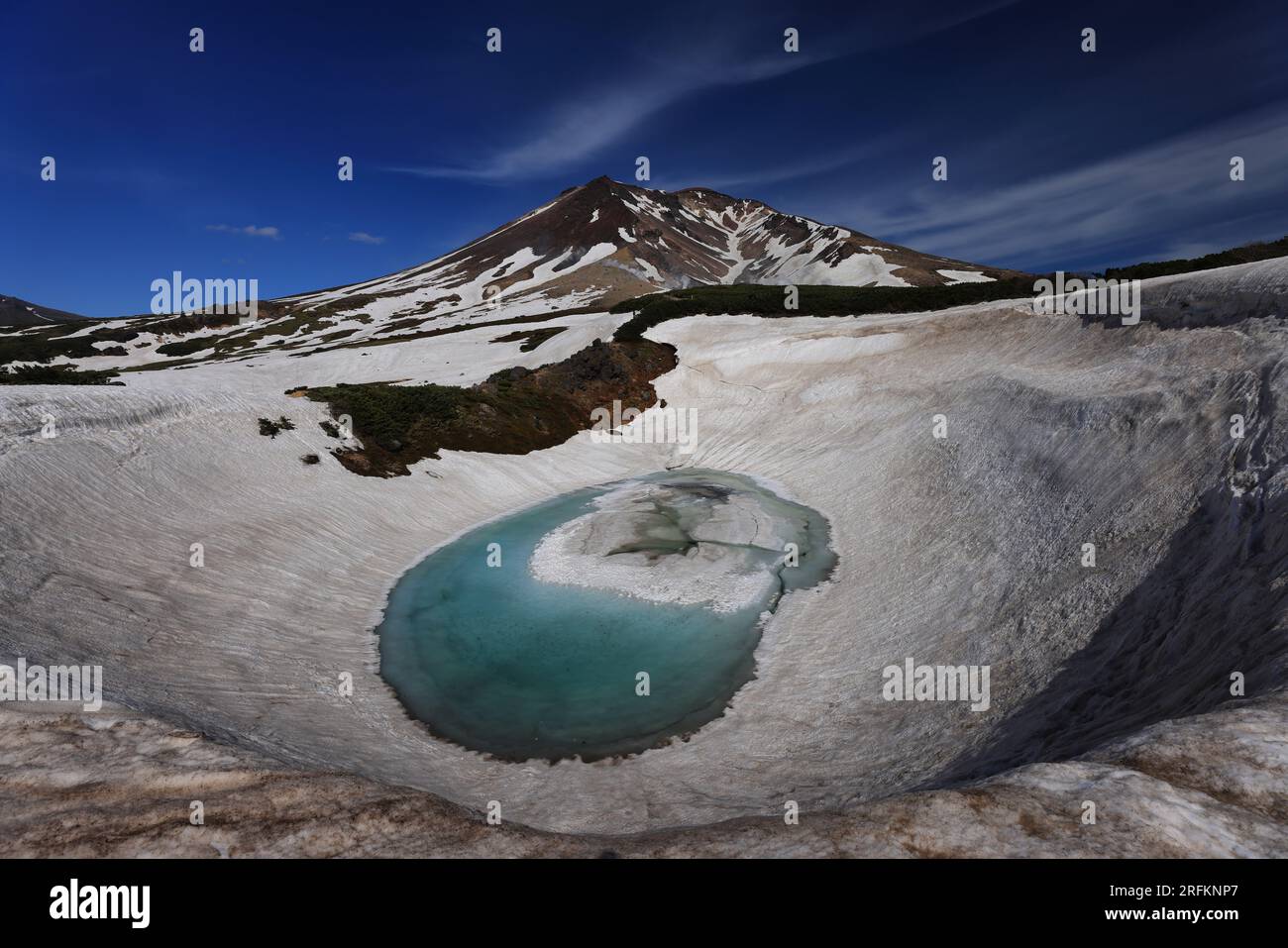 Vista di Asahidake (Monte Asahi) in Giappone Foto Stock