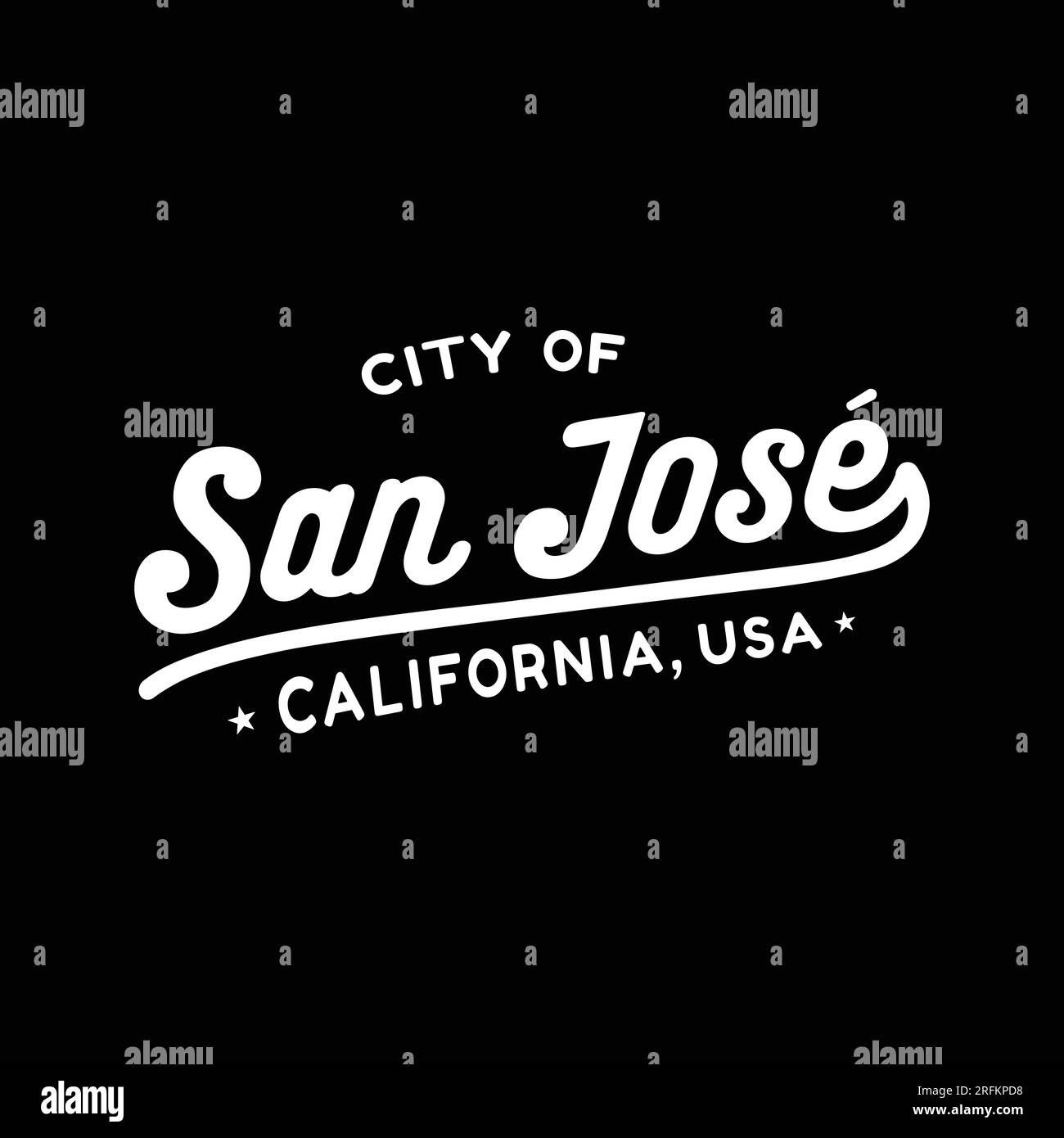 San Jose, California Lettering design. Design tipografico di San Jose. Vettore e illustrazione. Illustrazione Vettoriale