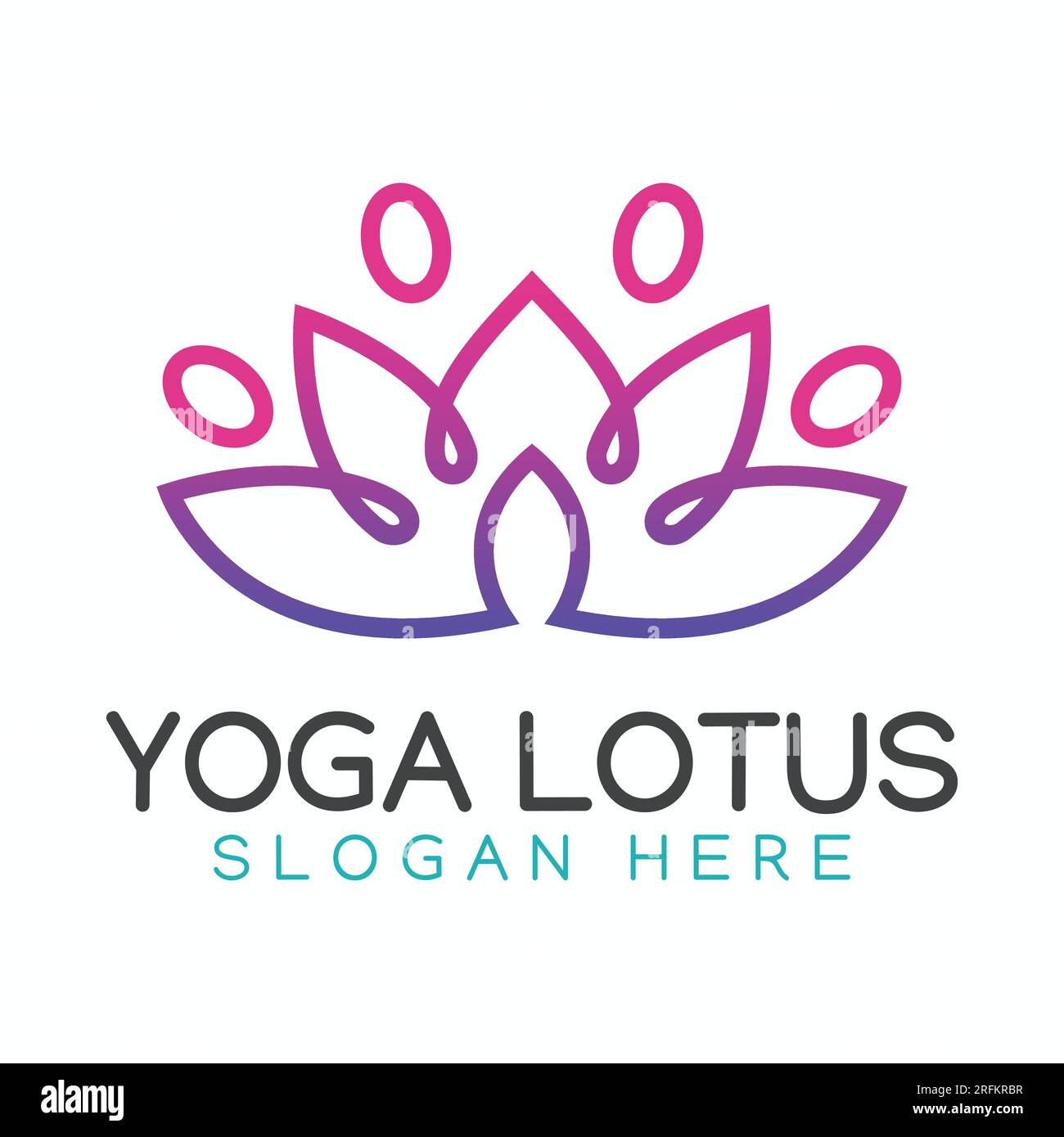 Icona Yoga Lotus Logo Design Human con logotipo Lotus Flower Illustrazione Vettoriale