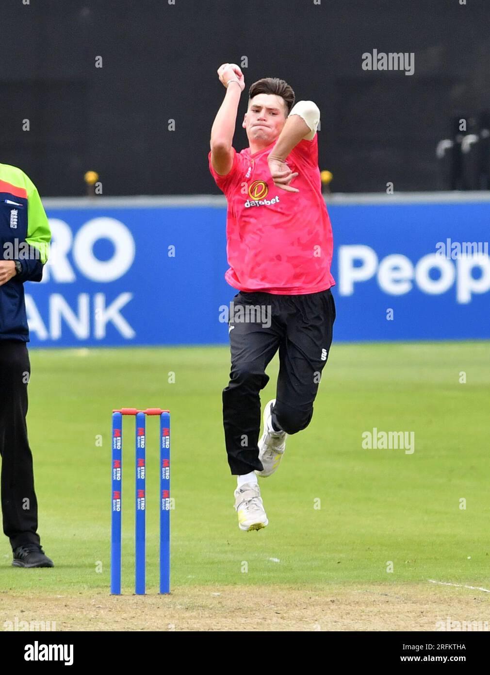 Hove UK 4 agosto 2023 - durante la partita di cricket della Metro Bank One Day Cup presso il 1st Central County Ground di Hove: Credit Simon Dack /TPI/ Alamy Live News Foto Stock
