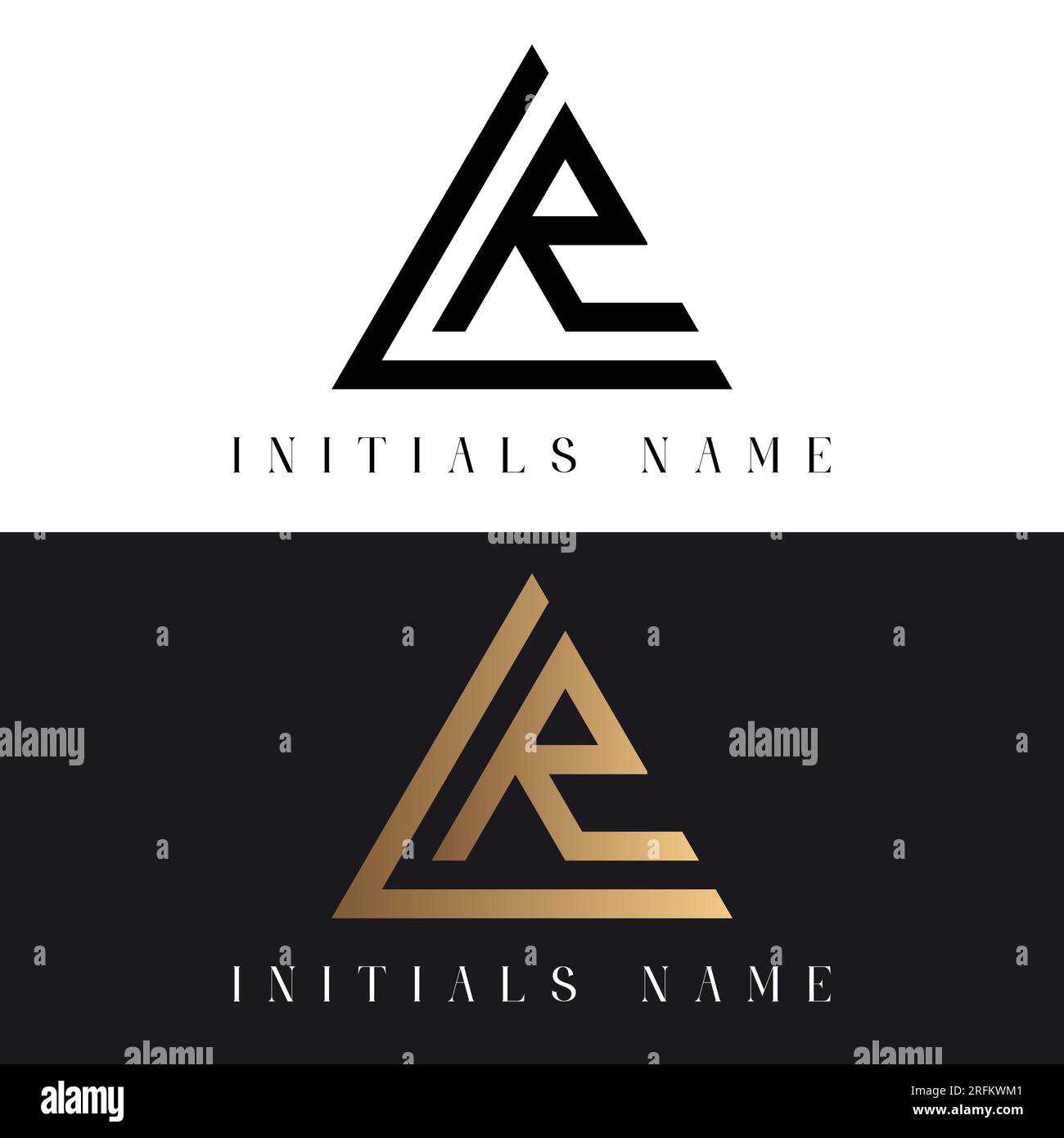 Design con logo lettera di testo monogramma LR o RL iniziale di lusso Illustrazione Vettoriale