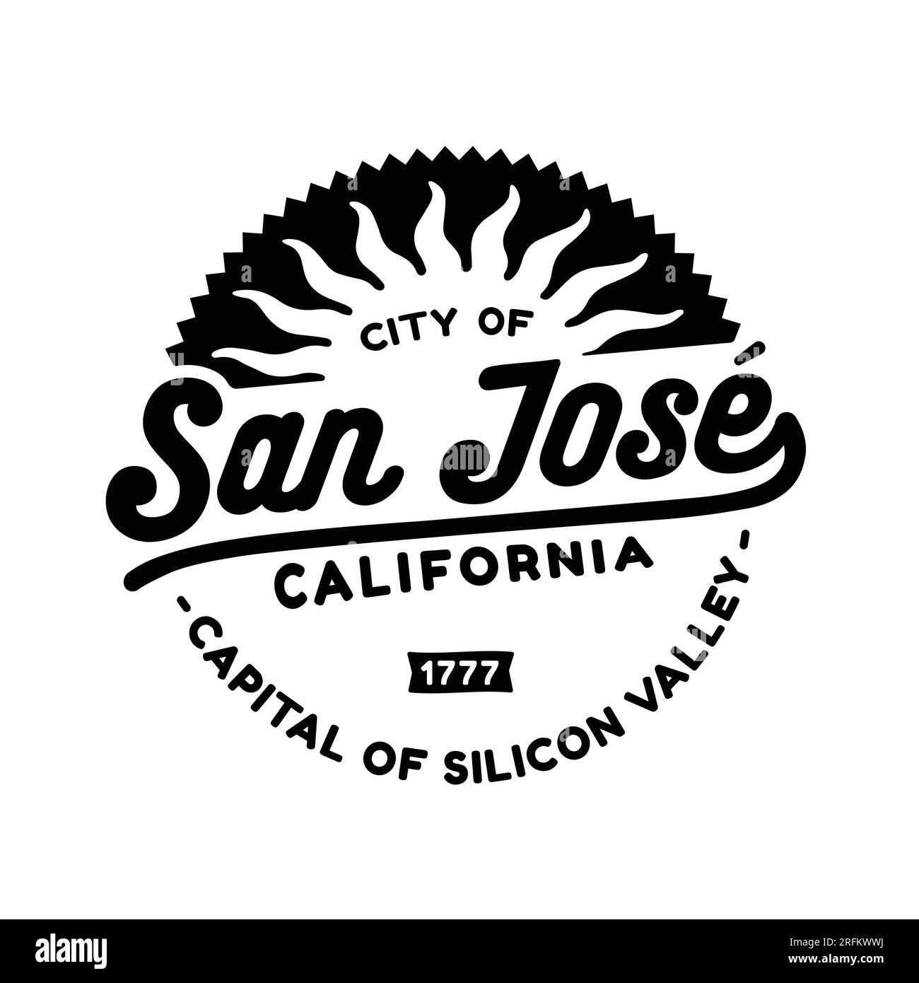 Modello di design del logo San Jose, California. Vettore e illustrazione. Illustrazione Vettoriale