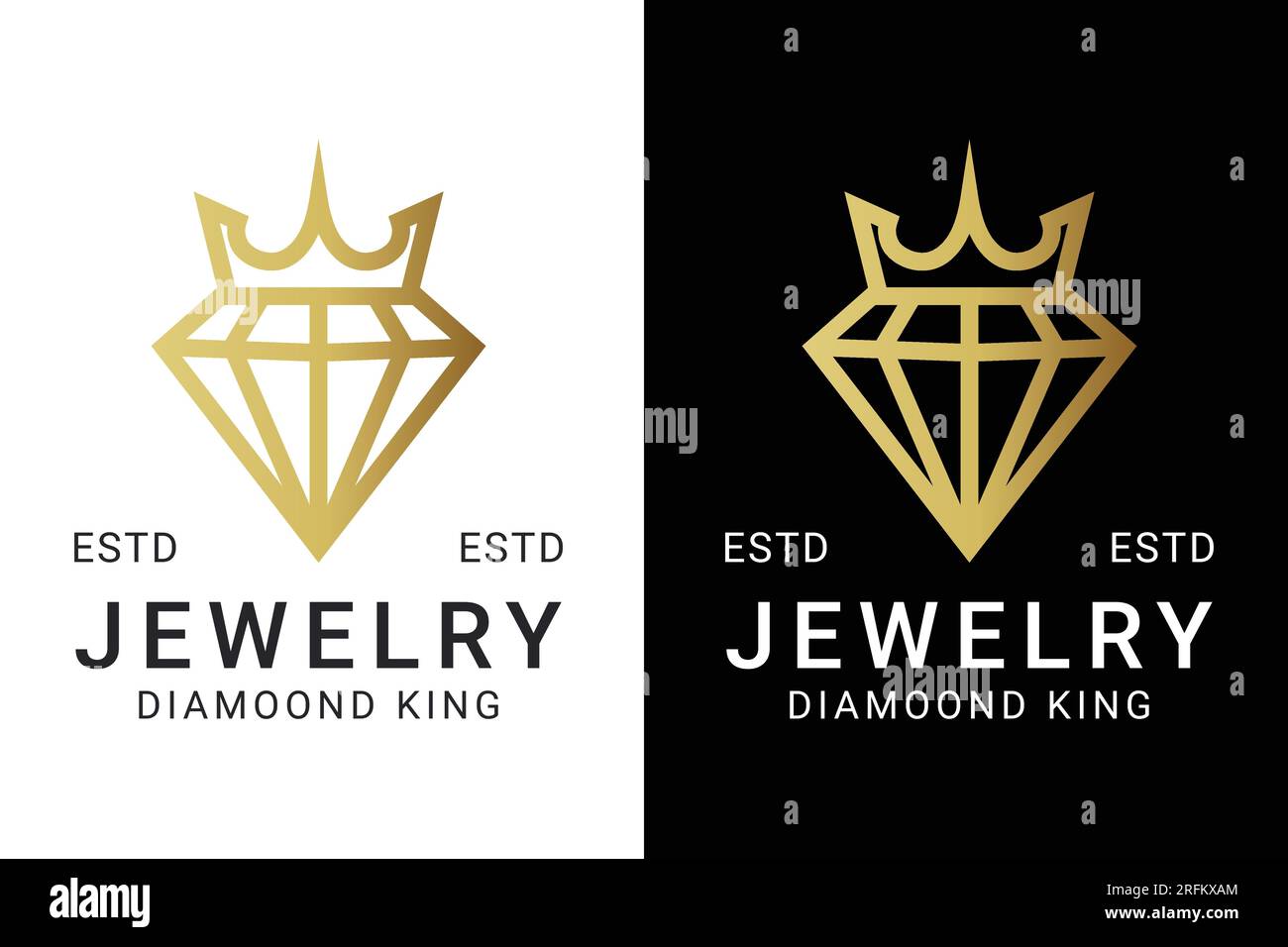 Design Luxury Crown Diamond Jewelry con logo Illustrazione Vettoriale