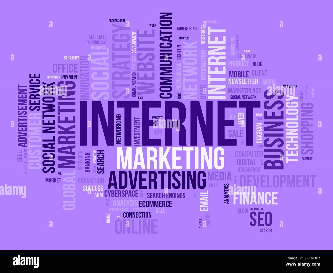 Concetto di background Word cloud per il marketing su Internet. Pubblicità Web con seo, marketing digitale e altre strategie per i media digitali. illustrati vettoriali Illustrazione Vettoriale