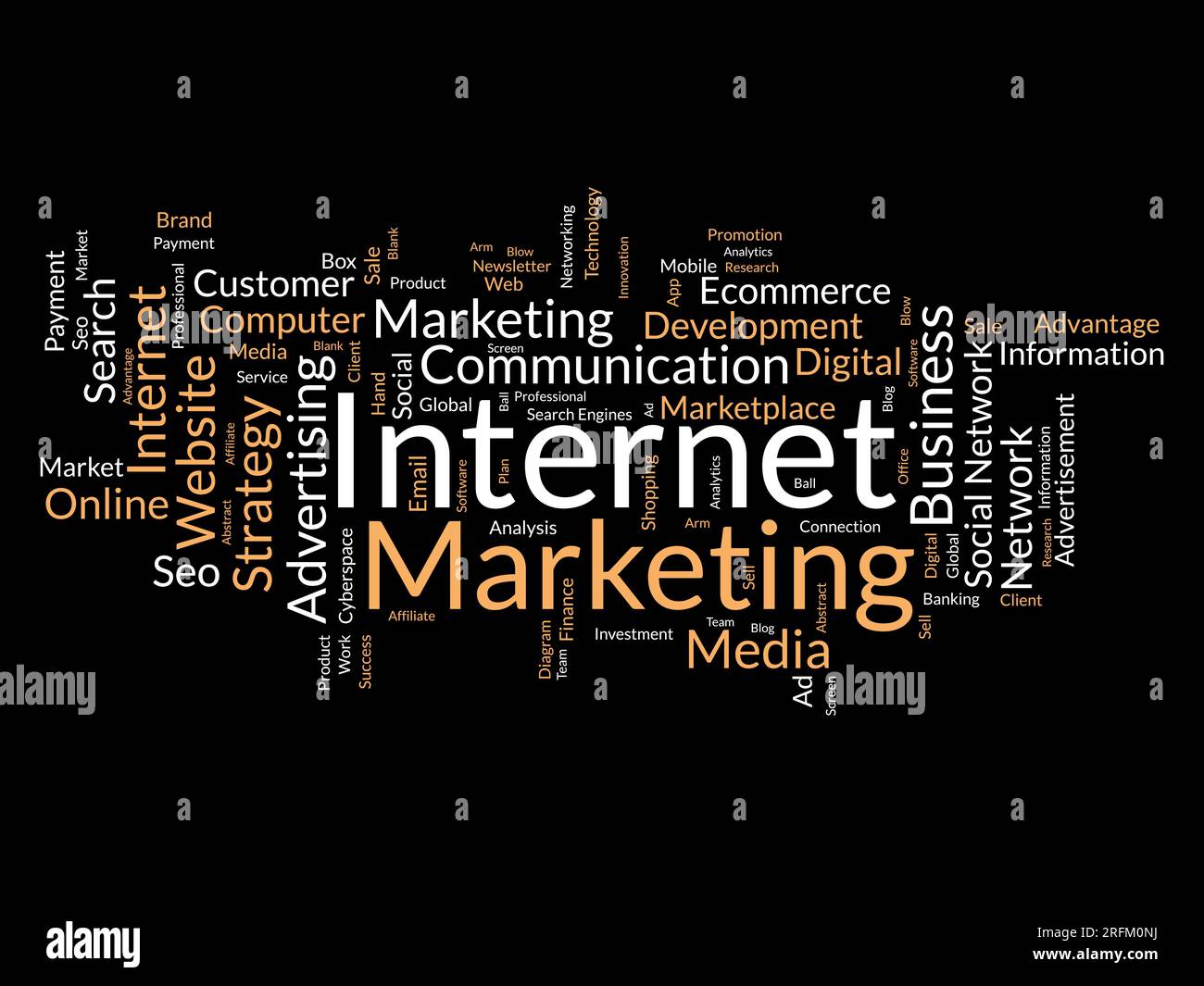 Concetto di background Word cloud per il marketing su Internet. Pubblicità Web con seo, marketing digitale e altre strategie per i media digitali. illustrati vettoriali Illustrazione Vettoriale