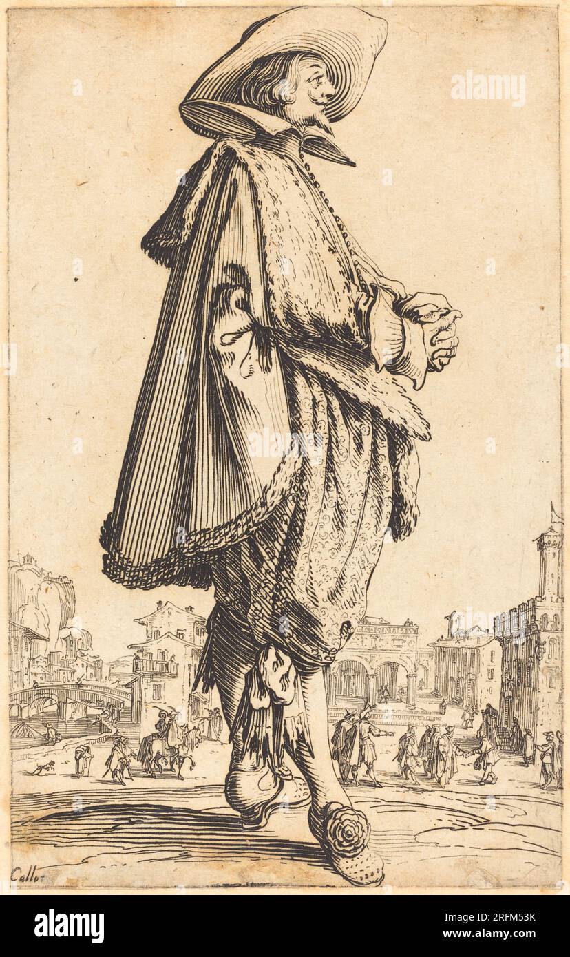 "Jacques Callot, Noble Man with Folded Hands, c. 1620/1623, Etching, Rosenwald Collection, 1949.5,407" Foto Stock
