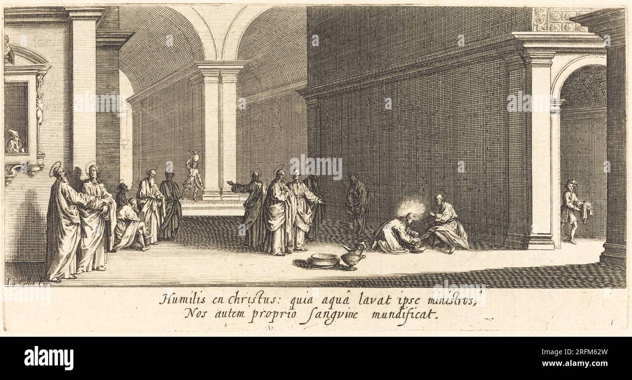 'Jacques Callot, Christ Washing the Apostles' Foot, c. 1618, incisione e incisione, placca: 11,1 x 21,5 cm (4 3/8 x 8 7/16 pollici), R.L. Baumfeld Collection, 1969.15.48' Foto Stock