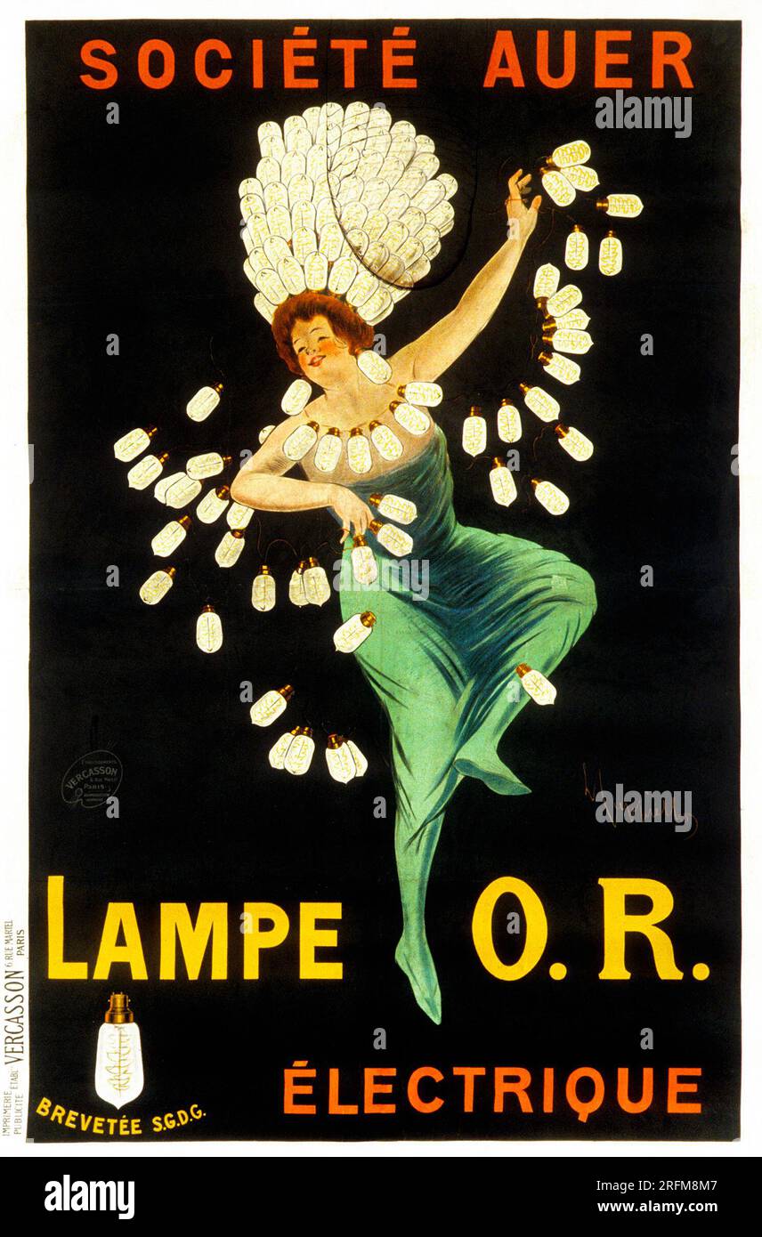 Vecchio poster pubblicitario - Lampe O.R. Electrique - poster vintage di Leonetto Cappiello Foto Stock