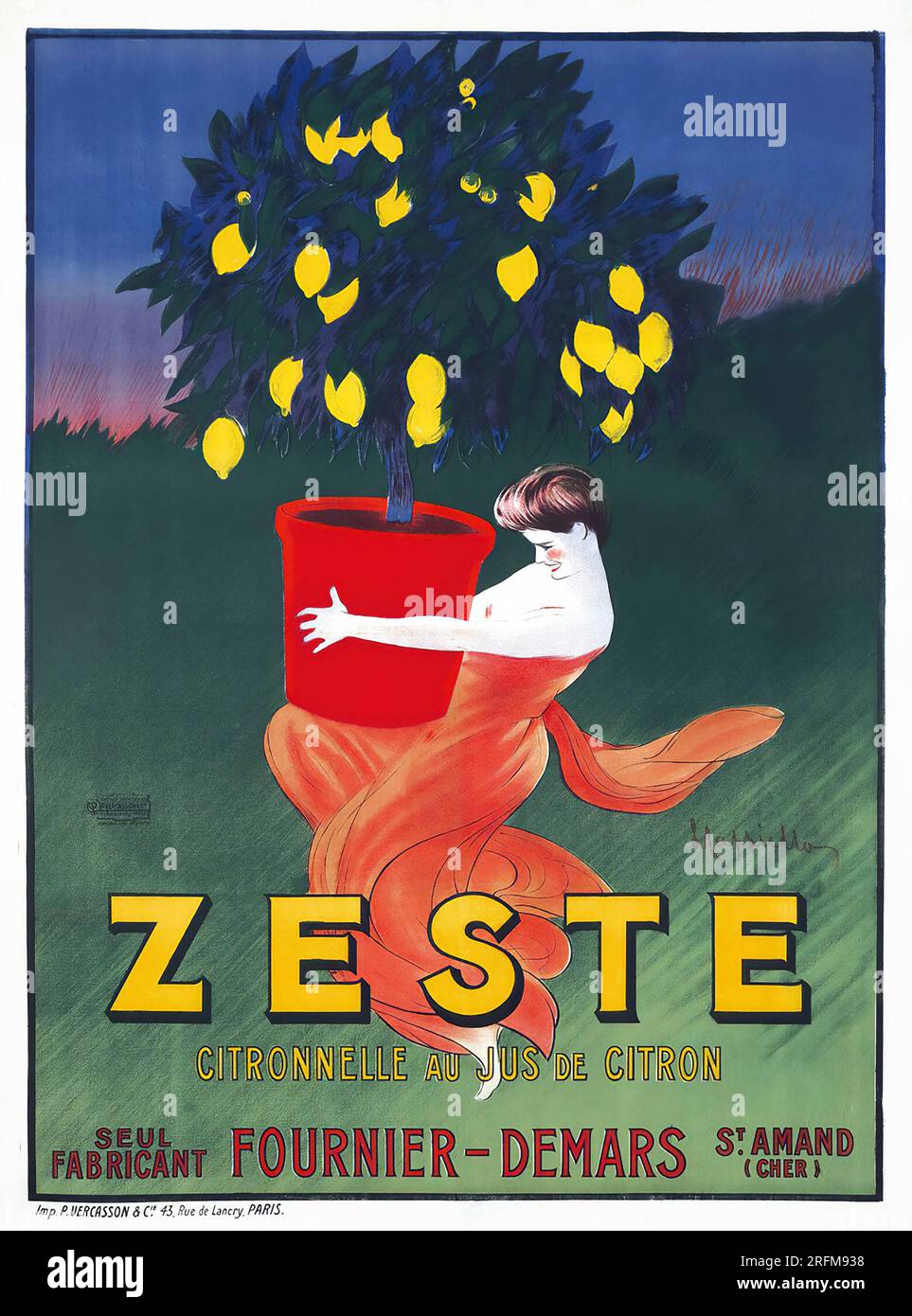 Zeste. 1906. Poster d'epoca di Leonetto Cappiello - donna al limone Foto Stock