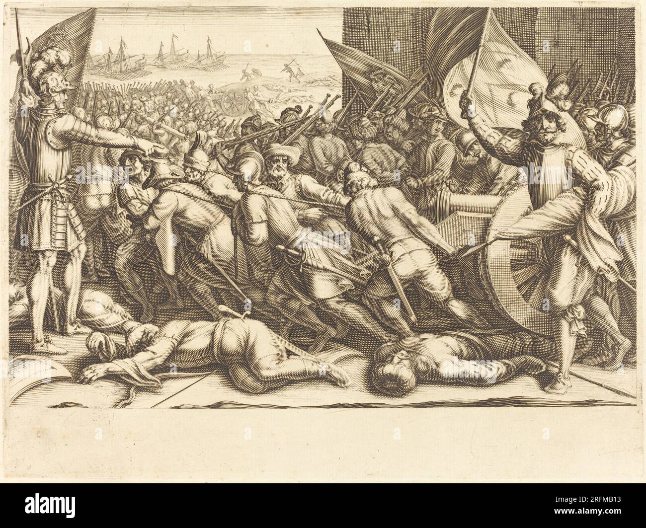 "Jacques Callot, il re-imbarco dei turchi, c. 1614, incisione su carta lastra [restrike], trasferito dalla Biblioteca del Congresso, 1986.50.117" Foto Stock