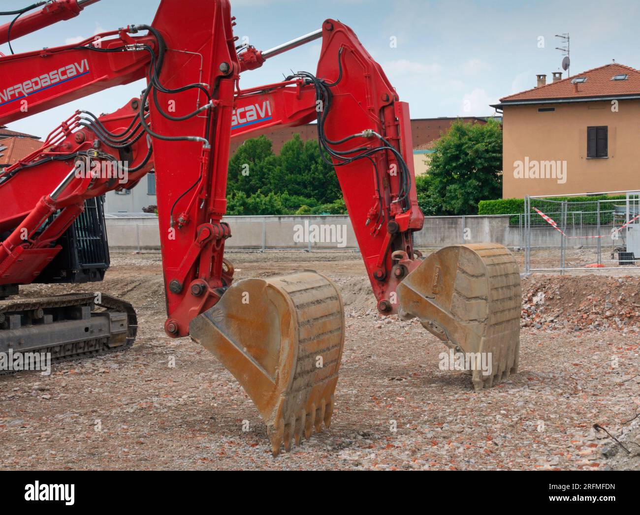 escavatori in cantiere Foto Stock