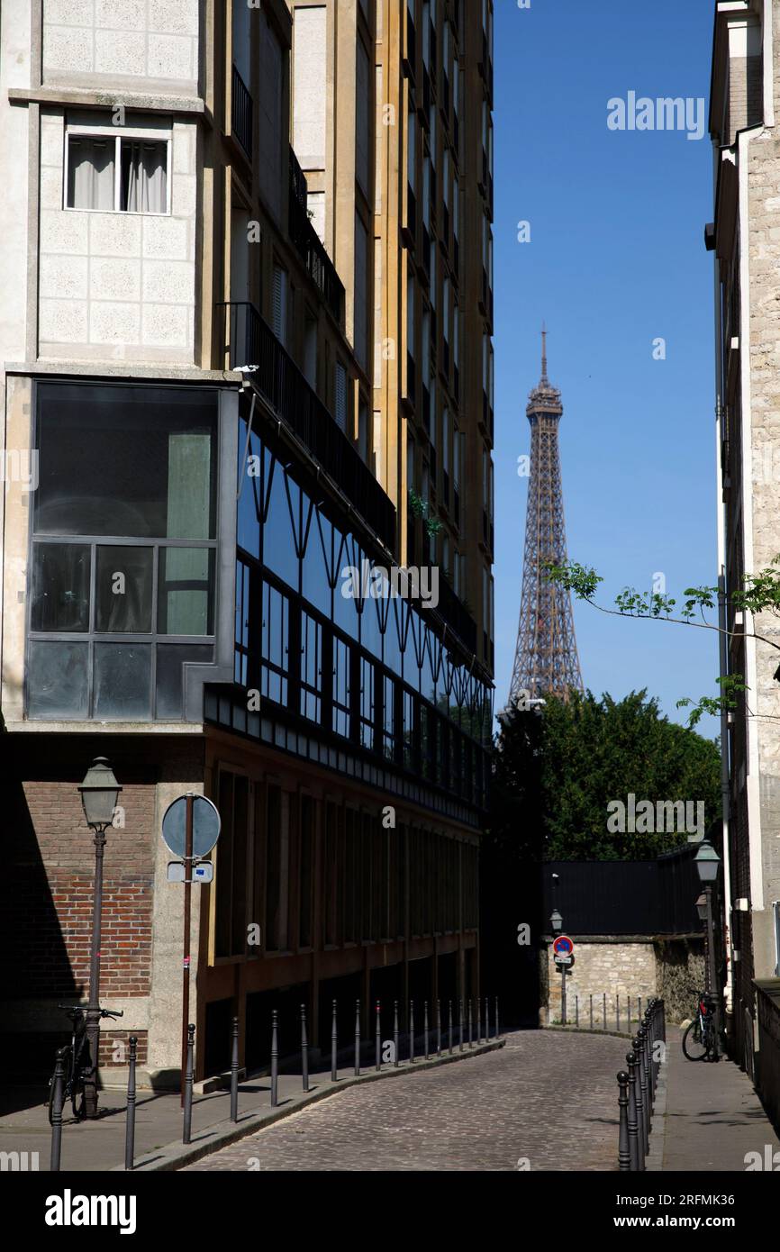 Francia, regione Ile-de-France, 16° arrondissement di Parigi, Rue Raynouard, edificio di Auguste Perret e Rue Berton Foto Stock