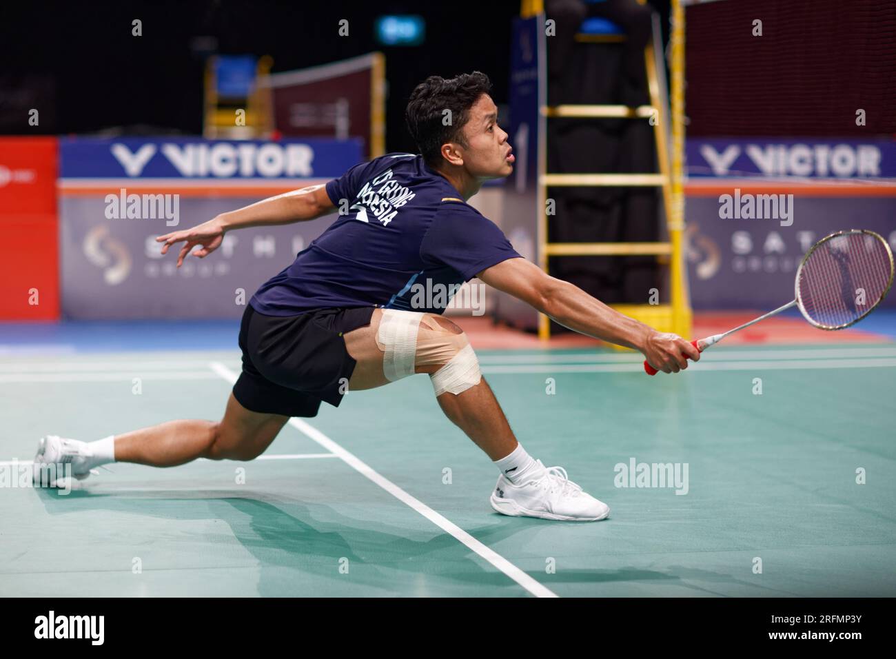 Sydney, Australia. 4 agosto 2023. Anthony Sinisuka Ginting dell'Indonesia in azione durante la partita di singolare maschile il giorno 4 del GRUPPO SATHIO Australian Badminton Open 2023 tra Indonesia e India al Quaycenter il 4 agosto 2023 a Sydney, Australia Credit: IOIO IMAGES/Alamy Live News Foto Stock