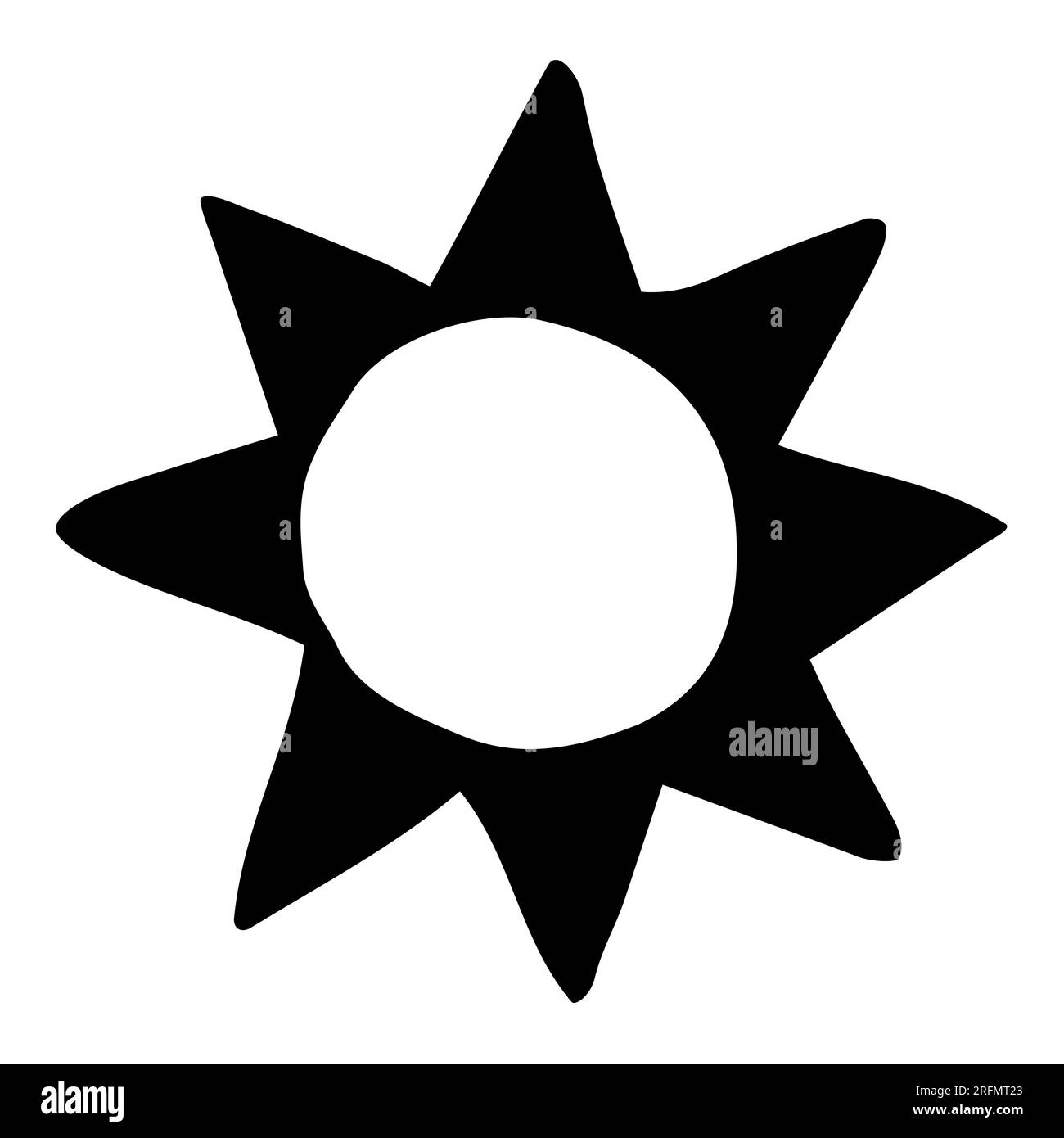 Sole disegnato a mano dipinto con pennello d'inchiostro Illustrazione Vettoriale