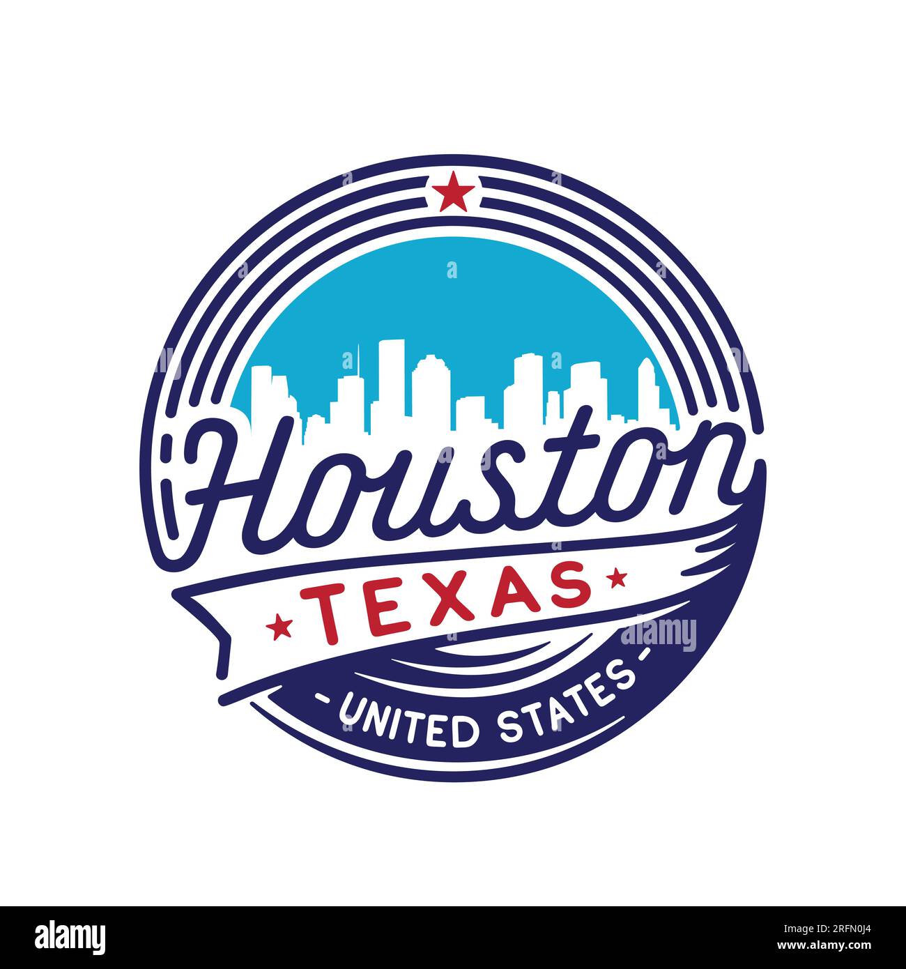 Logotipo Houston Texas. Modello di disegno vettoriale della città di Houston. Illustrazione Vettoriale