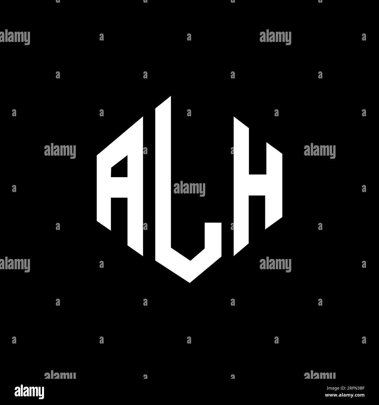 Logo ALH Letter con forma poligonale. Design con logo a forma di cubo e poligono ALH. Modello logo vettoriale esagonale ALH bianco e nero. ALH monogr Illustrazione Vettoriale