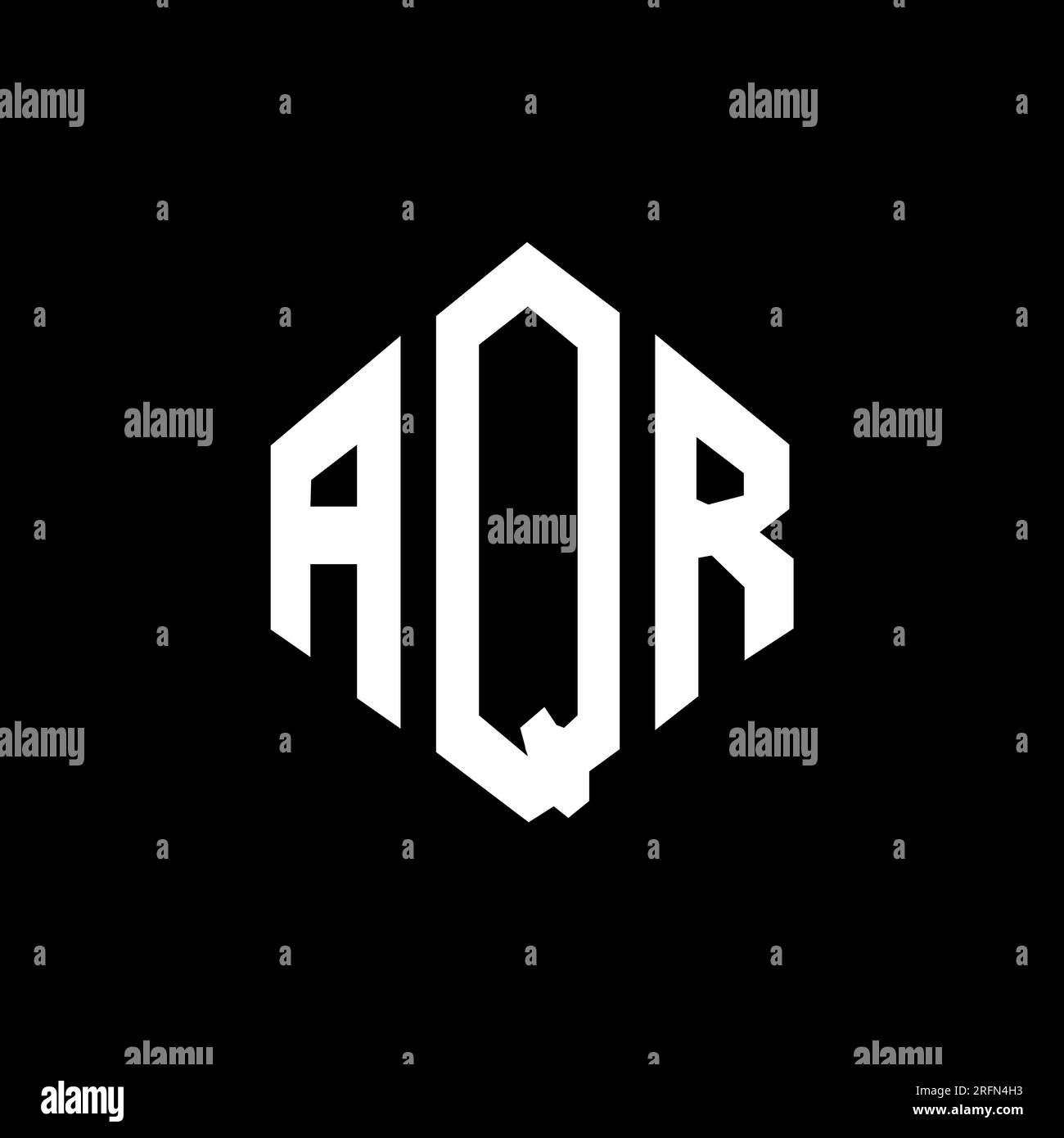 Logo AQR Letter con forma poligonale. Design con logo a forma di cubo e poligono AQR. Modello logo vettoriale esagonale AQR colori bianco e nero. AQR monogr Illustrazione Vettoriale