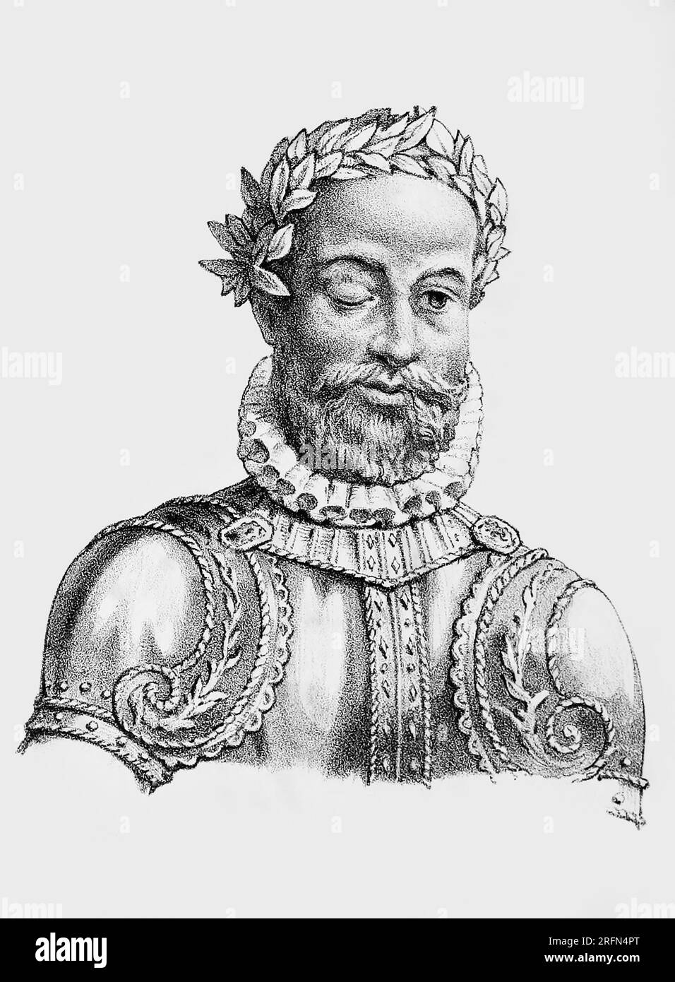 Luis de Camoes (c. 1524 o 1525 - 10 giugno 1580) è considerato il più grande poeta del Portogallo, meglio ricordato per la sua opera epica i Lusiadi. Il giorno della sua morte, il 10 giugno, è la giornata nazionale del Portogallo. Incisione anonima, 1854. Foto Stock