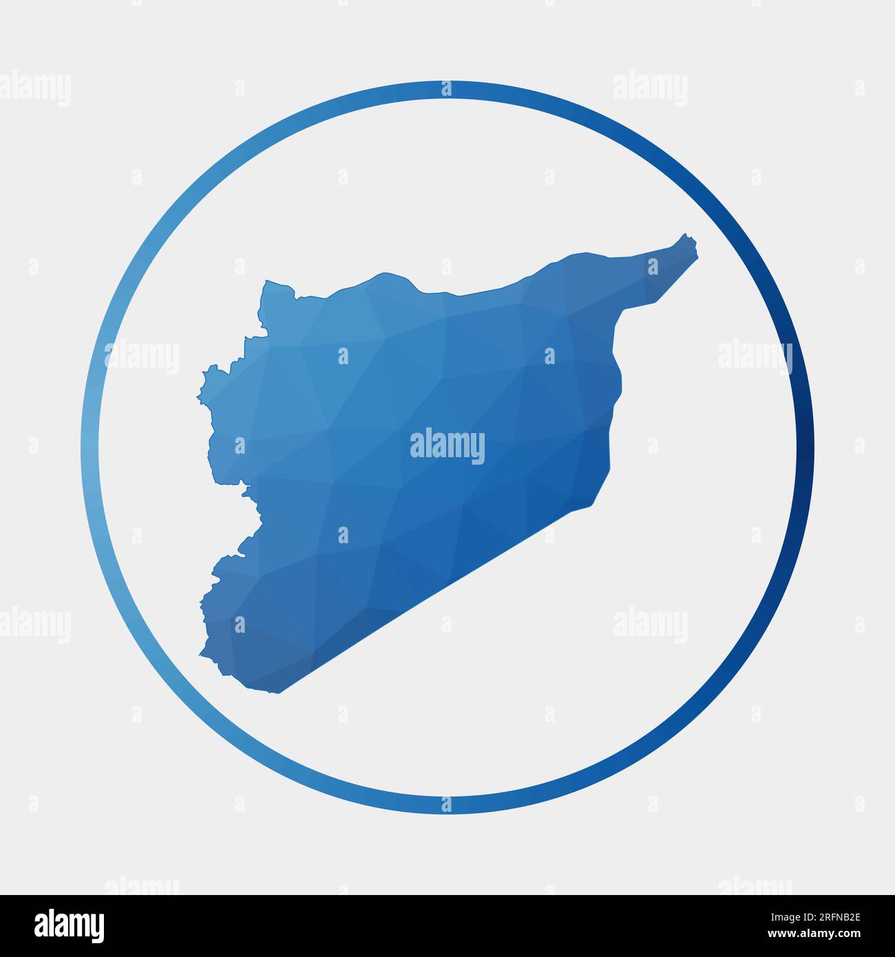 Icona Siria. Mappa poligonale del paese in anello gradiente. Segno rotondo basso della Siria. Illustrazione vettoriale. Illustrazione Vettoriale