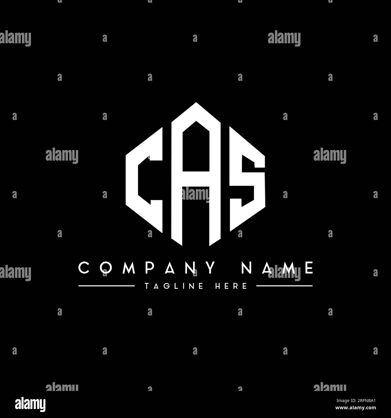 Logo CAS Letter con forma poligonale. Logo a forma di cubo e poligono CAS. Modello logo vettoriale esagonale CAS colori bianco e nero. Monogr. CAS Illustrazione Vettoriale