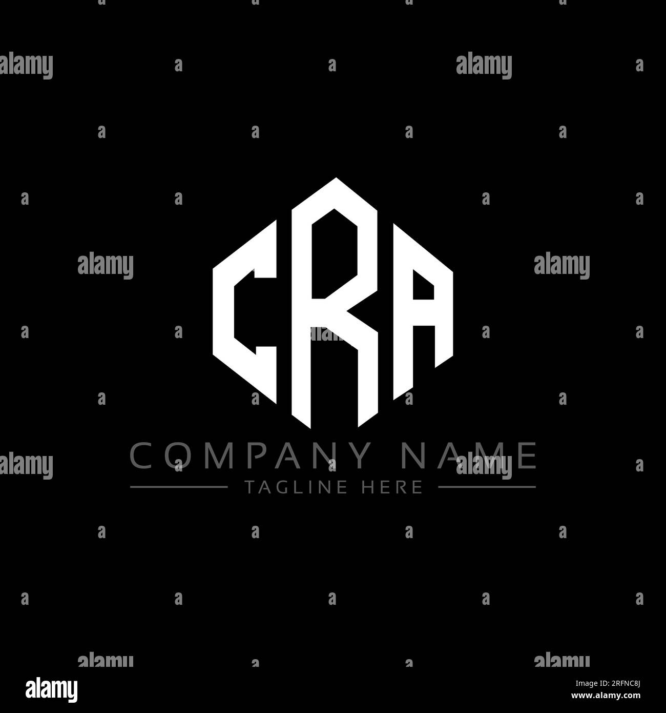 Logo CRA Letter con forma poligonale. Design con logo a forma di cubo e poligono CRA. Modello con logo vettoriale esagonale CRA in bianco e nero. CRA monogr Illustrazione Vettoriale