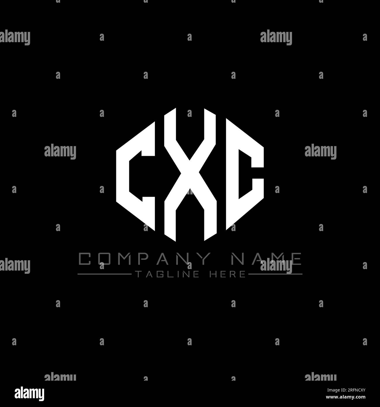 Logo CXC Letter con forma poligonale. Design con logo a forma di cubo e poligono CXC. Modello con logo vettoriale esagonale CXC in bianco e nero. CXC monogr Illustrazione Vettoriale