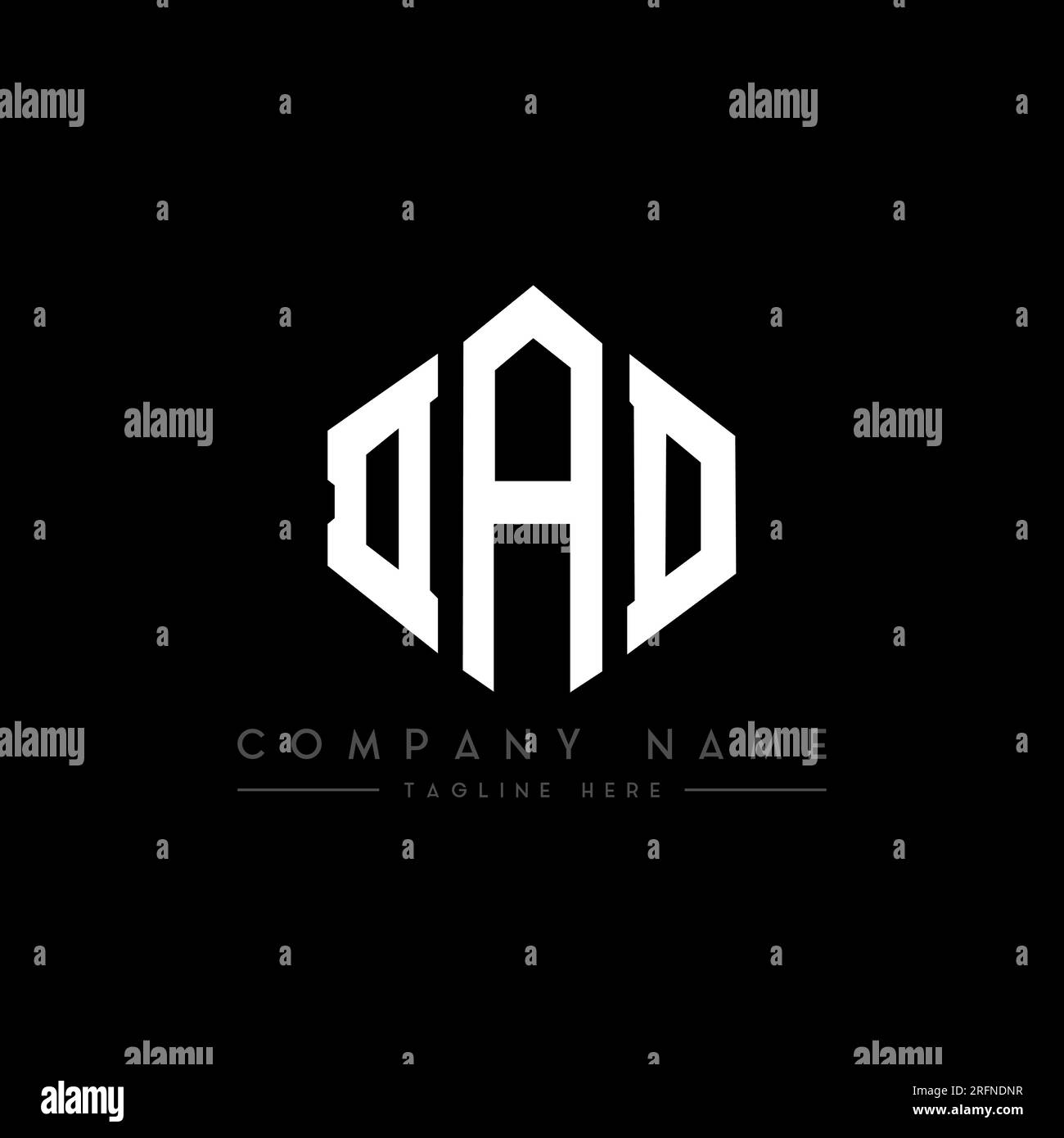 Logo DAD Letter con forma poligonale. Design con logo a forma di cubo e poligono DAD. Modello logo vettoriale esagonale DAD in bianco e nero. PAPA' monogr Illustrazione Vettoriale