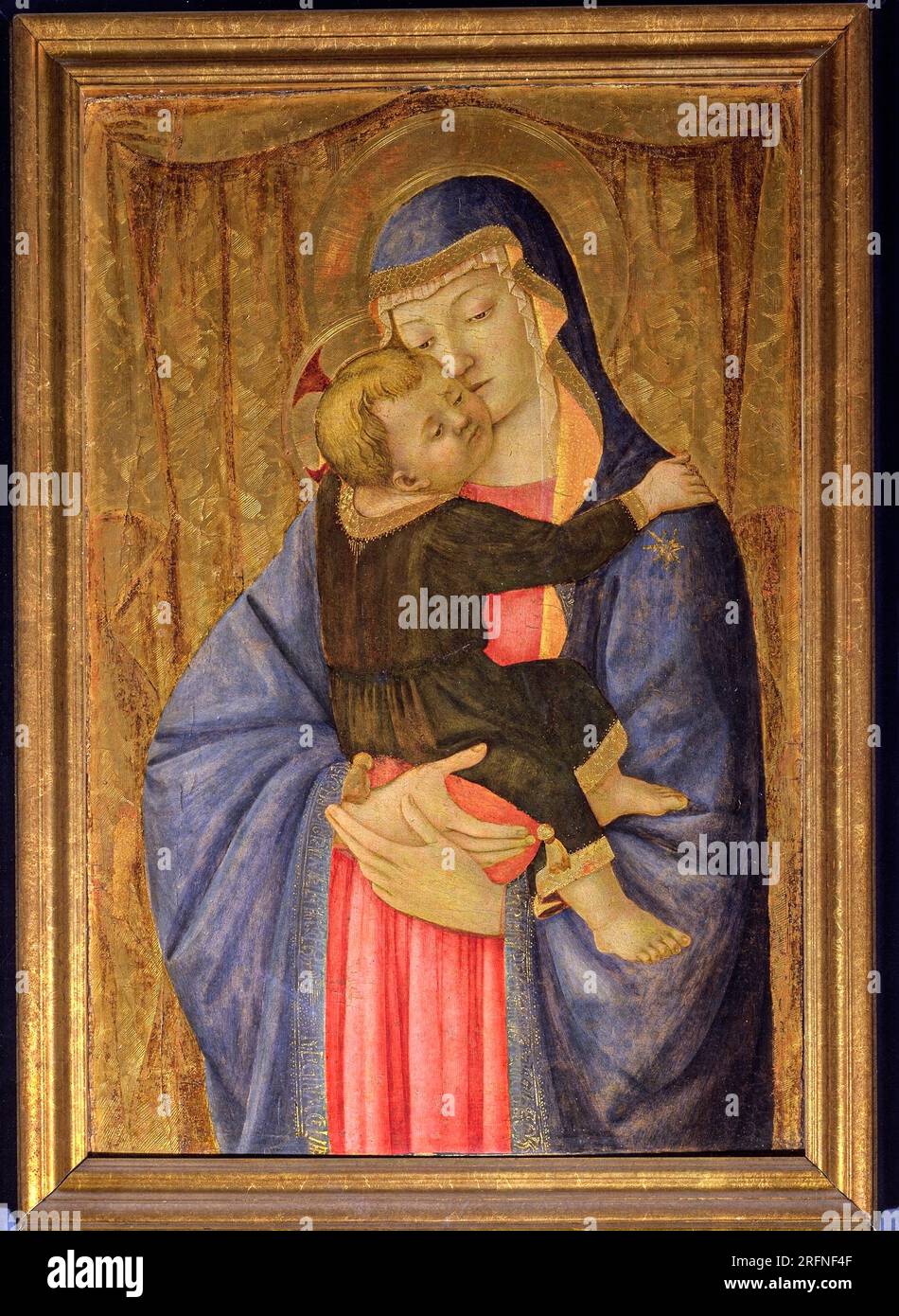 Italia Toscana San Giovanni Valdarno Chiesa dei SS. Annunziata - Maestro della Natività di Castello, Madonna con bambino, tempera sul tavolo Foto Stock