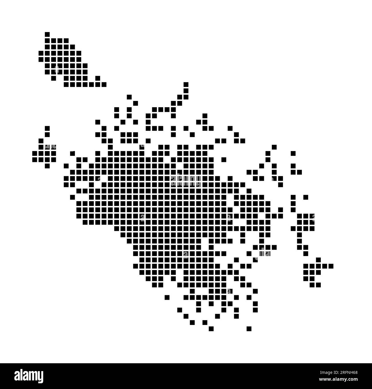 Mappa di Cat Ba Island. Mappa di Cat Ba Island in stile punteggiato. Bordi dell'area riempita con rettangoli per il progetto. Illustrazione vettoriale. Illustrazione Vettoriale