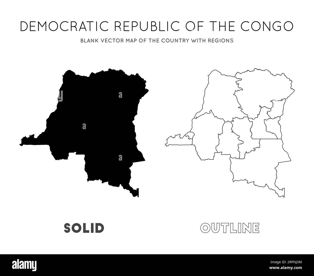 Mappa DEL DOTTOR Congo. Mappa vettoriale vuota del paese con le regioni. Borders of DR Congo per la vostra infografica. Illustrazione vettoriale. Illustrazione Vettoriale