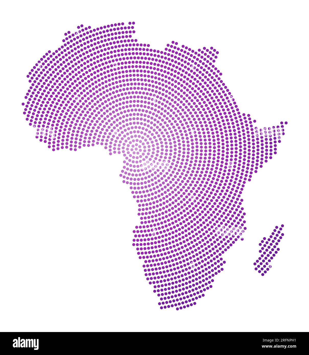 Mappa punteggiata dell'Africa. Forma digitale dell'Africa. Icona tecnologica del continente con punti sfumati. Straordinaria illustrazione vettoriale. Illustrazione Vettoriale