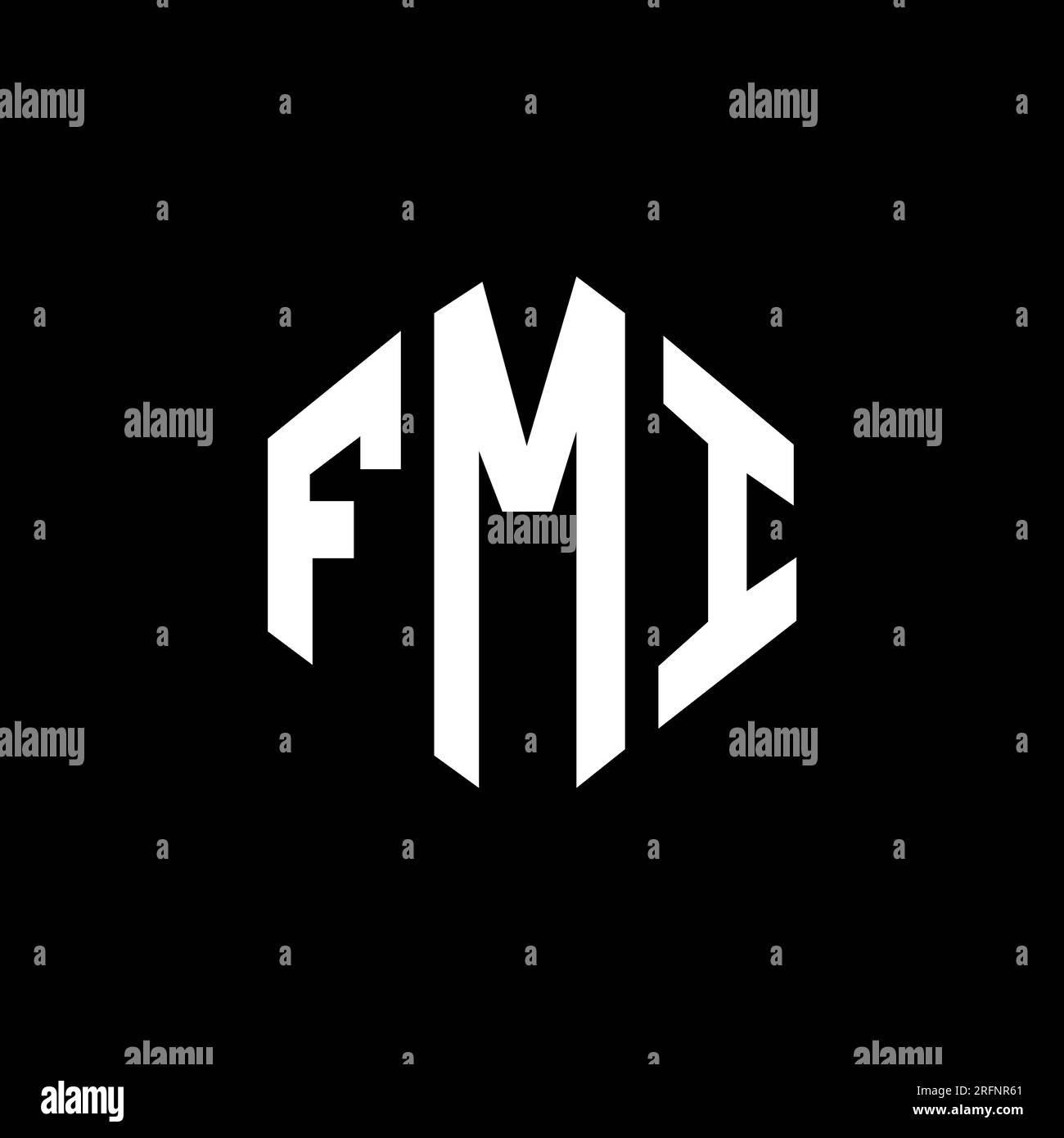 Logo FMI Letter con forma poligonale. Design del logo a forma di cubo e ...